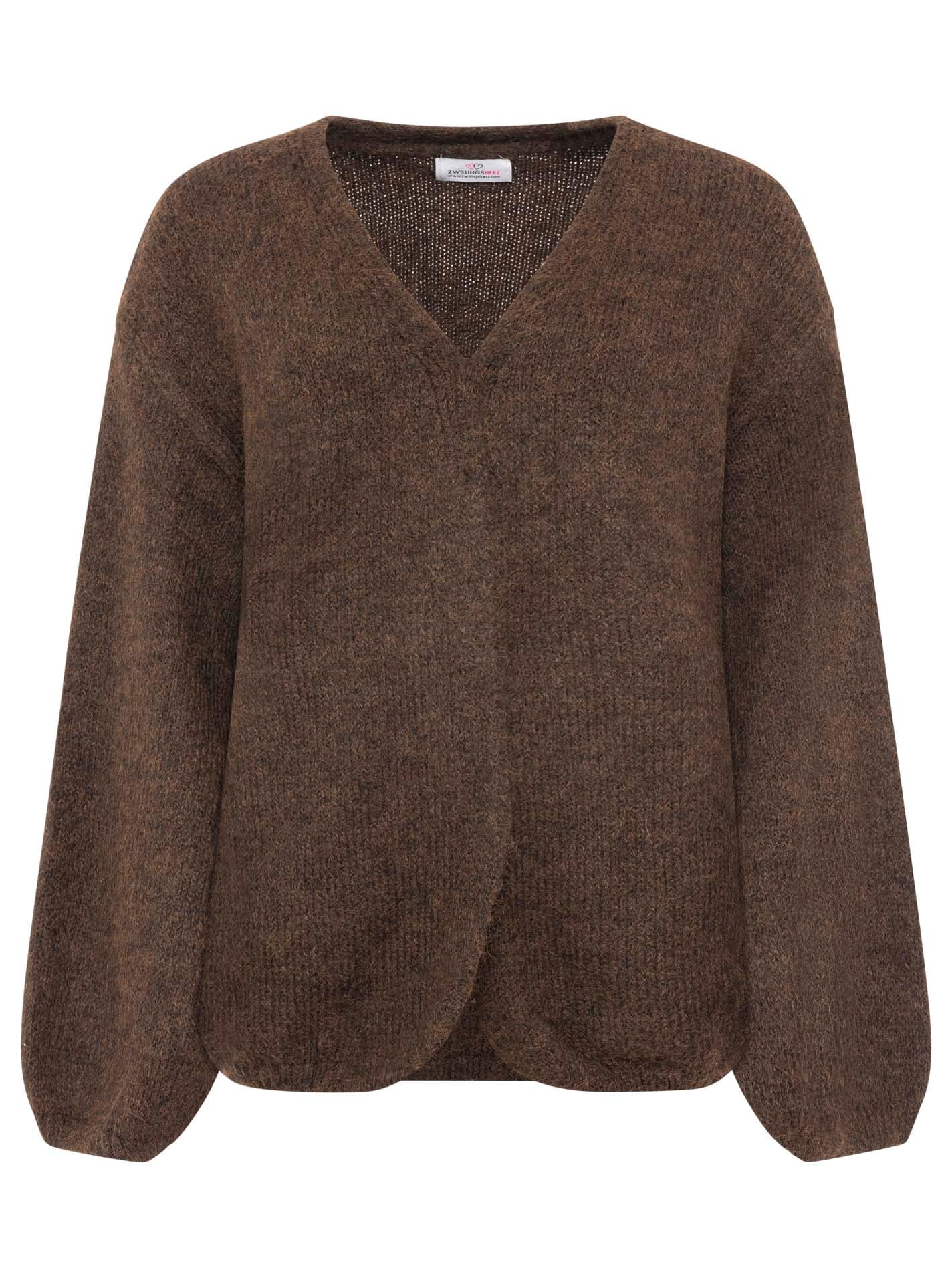 Zwillingsherz Strickjacke offen, ohne Verschluss,  mit Wollanteil