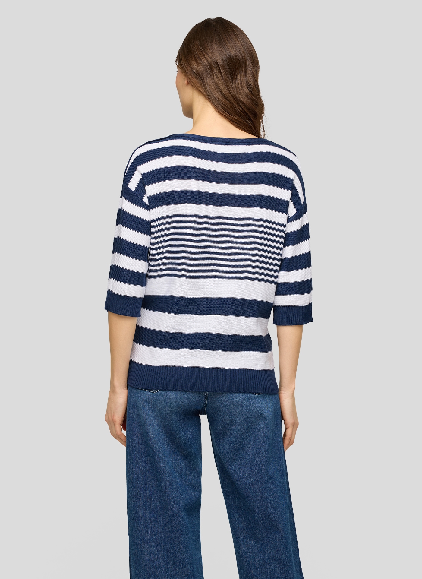 Rabe Rundhalspullover mit Streifen Muster