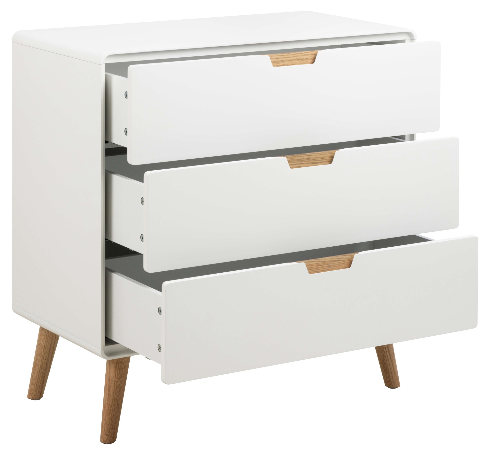 ACTONA GROUP Sideboard »Lowell« 3 Schubladen mit Dämpfung, nordischer Stil, Weiß, B: 80 cm