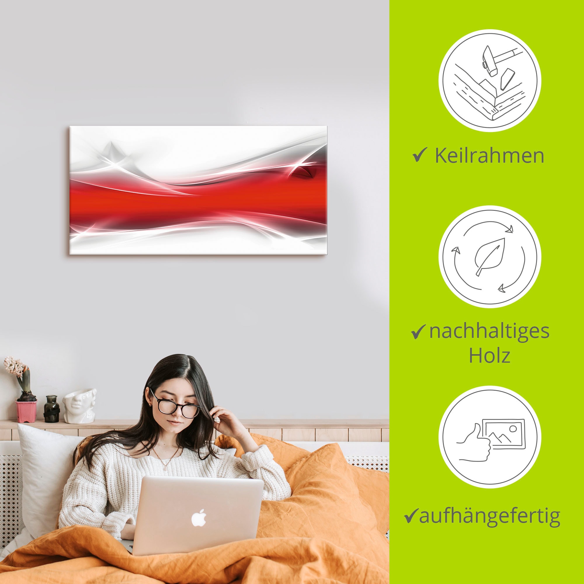 Artland Leinwandbild »Kreatives Element« Gegenstandslos 1 Stk. tlg. auf Holzrahmen gespannt