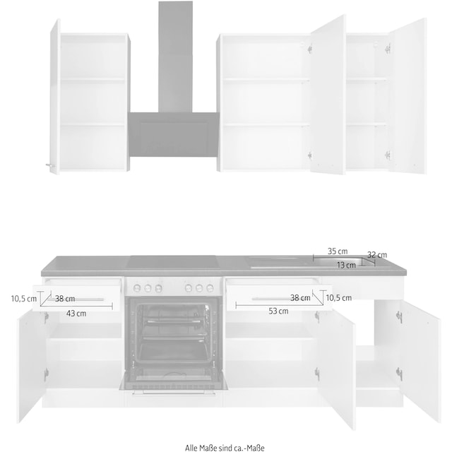wiho Küchen Küchenzeile »Unna«, ohne E-Geräte, Breite 220 cm auf Raten  kaufen