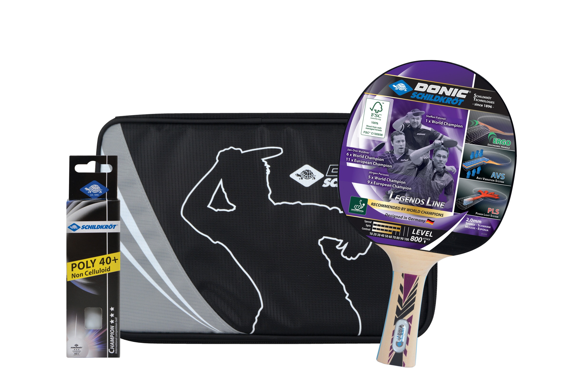 Donic-Schildkröt Tischtennisschläger »Premium-Geschenkset
Legends 800 FSC«, (Set)