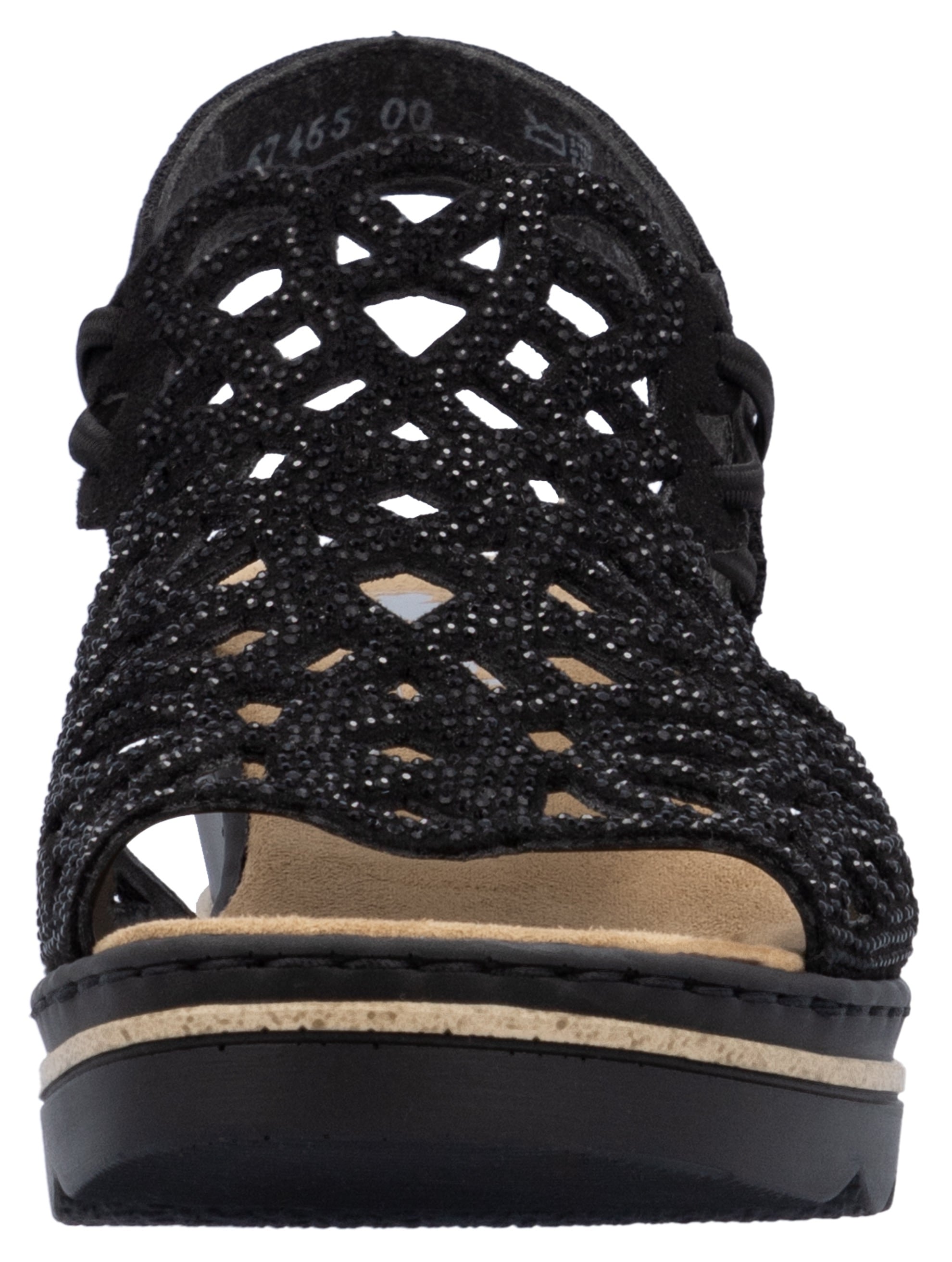 Rieker Keilsandalette  Sommerschuh, Plateausandale, Schlupfschuh mit Schmucksteinchen