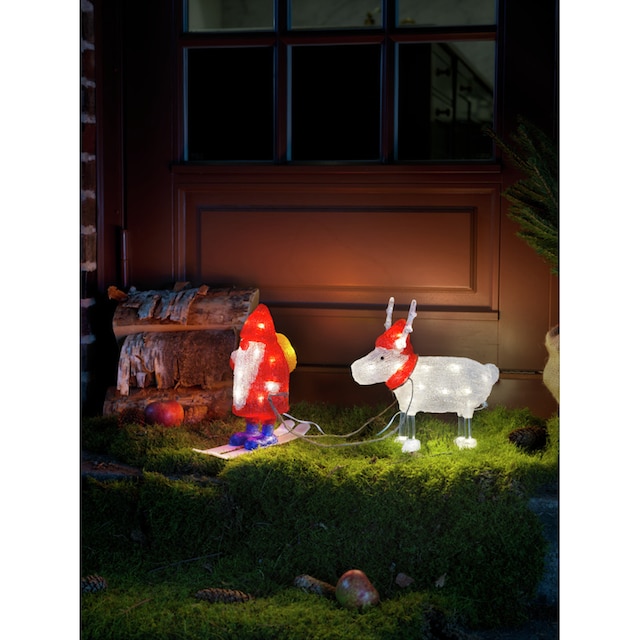 KONSTSMIDE LED Dekofigur »Acryl Weihnachtsmann und Rentier, Weihnachtsdeko  rot aussen«, 40 warm weiße Dioden online kaufen | mit 3 Jahren XXL Garantie