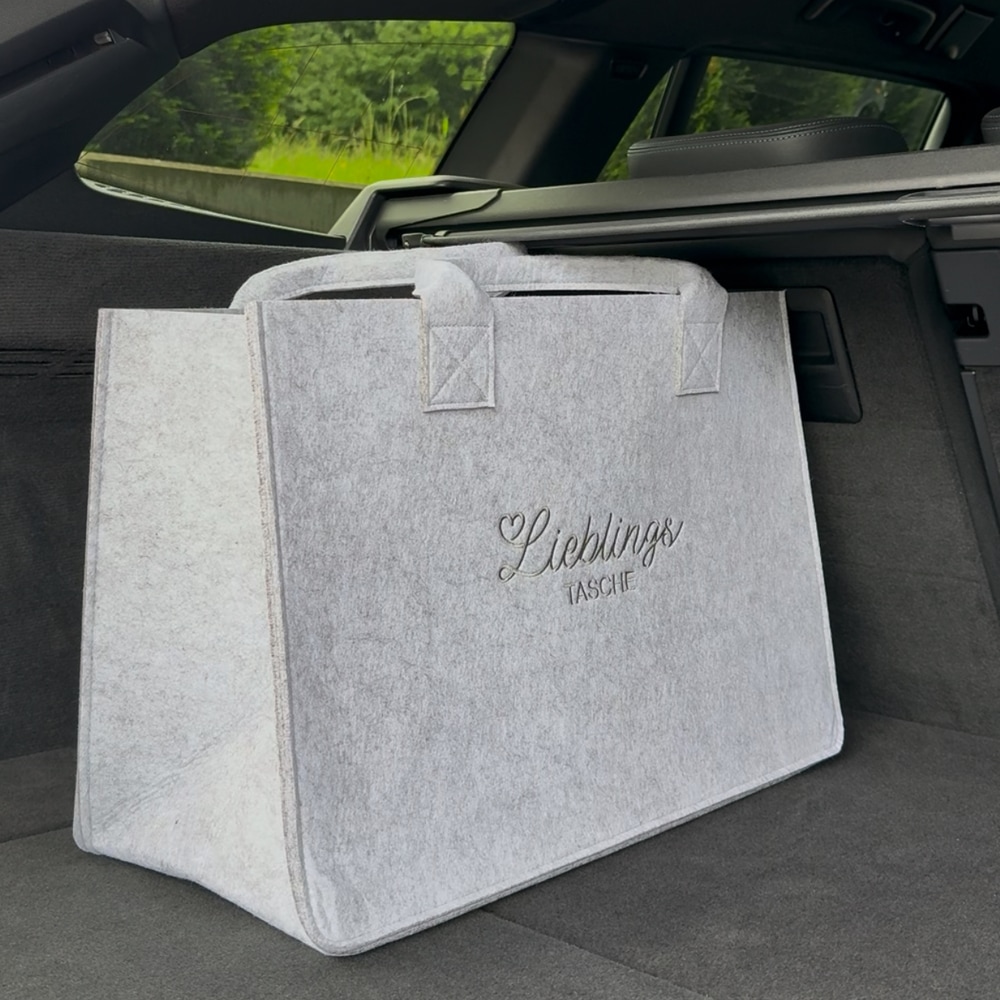 KESPER® Henkeltasche »Aufbewahrungstaschen „Lieblingstasche“ im 2-er Set, in Filz-Optik« 2 verschiedene Farben, 100% Polyester, 50x25x34 cm