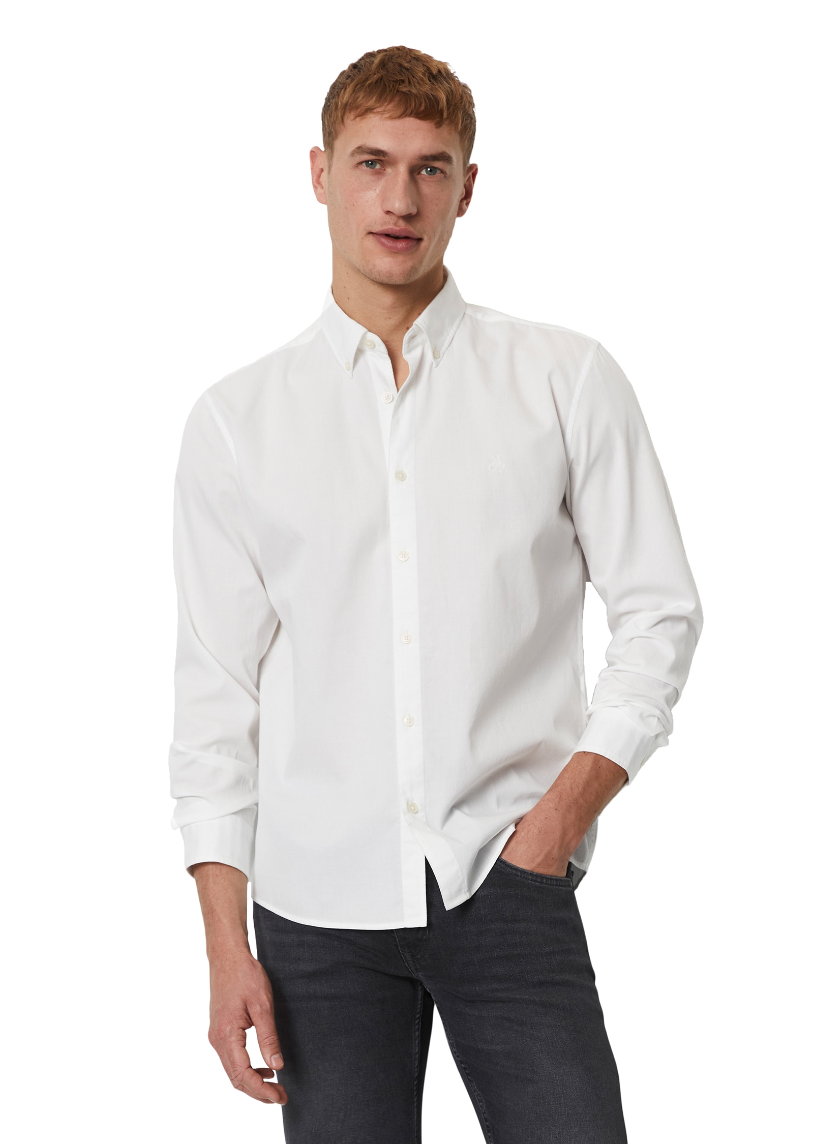 Marc O'Polo Langarmhemd regular fit aus Bio-Baumwolle, Button-down-Kragen, mit Struktur