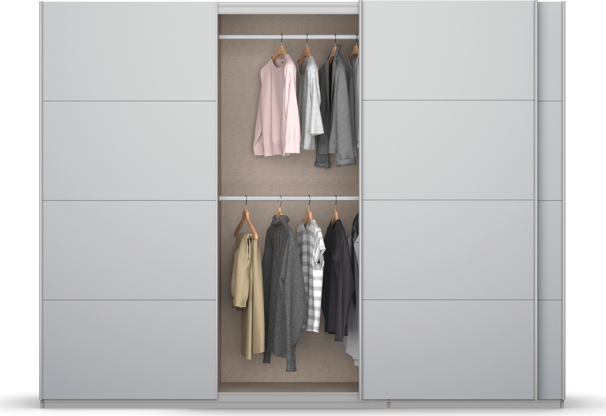 rauch Schwebetürenschrank »Kleiderschrank Schrank Garderobe KOLUNA mit Dekor-Front«, inkl. 2 Innenschubladen sowie extra Einlegeböden MADE IN GERMANY
