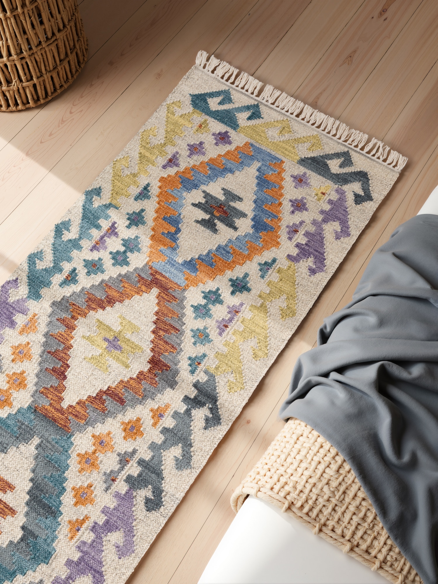HANSE Home Teppich »Kelim Oasis«, rechteckig, 3 mm Höhe, Wolle, Baumwolle, Natur, Handgewebt, orientalisch, Boho, traditionell