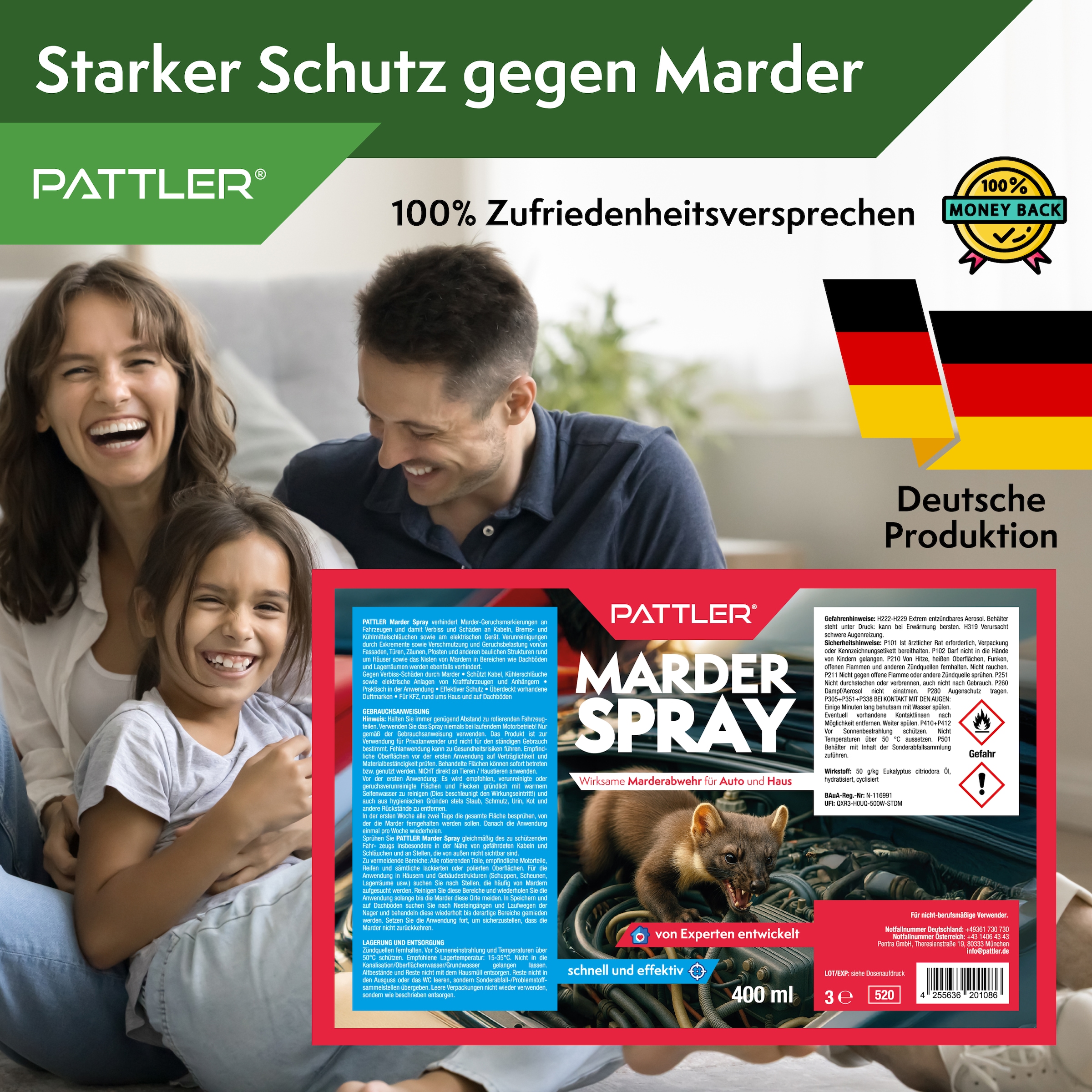 Pattler Marderspray »Hochwirksam mit Sofortwirkung« 400 ml