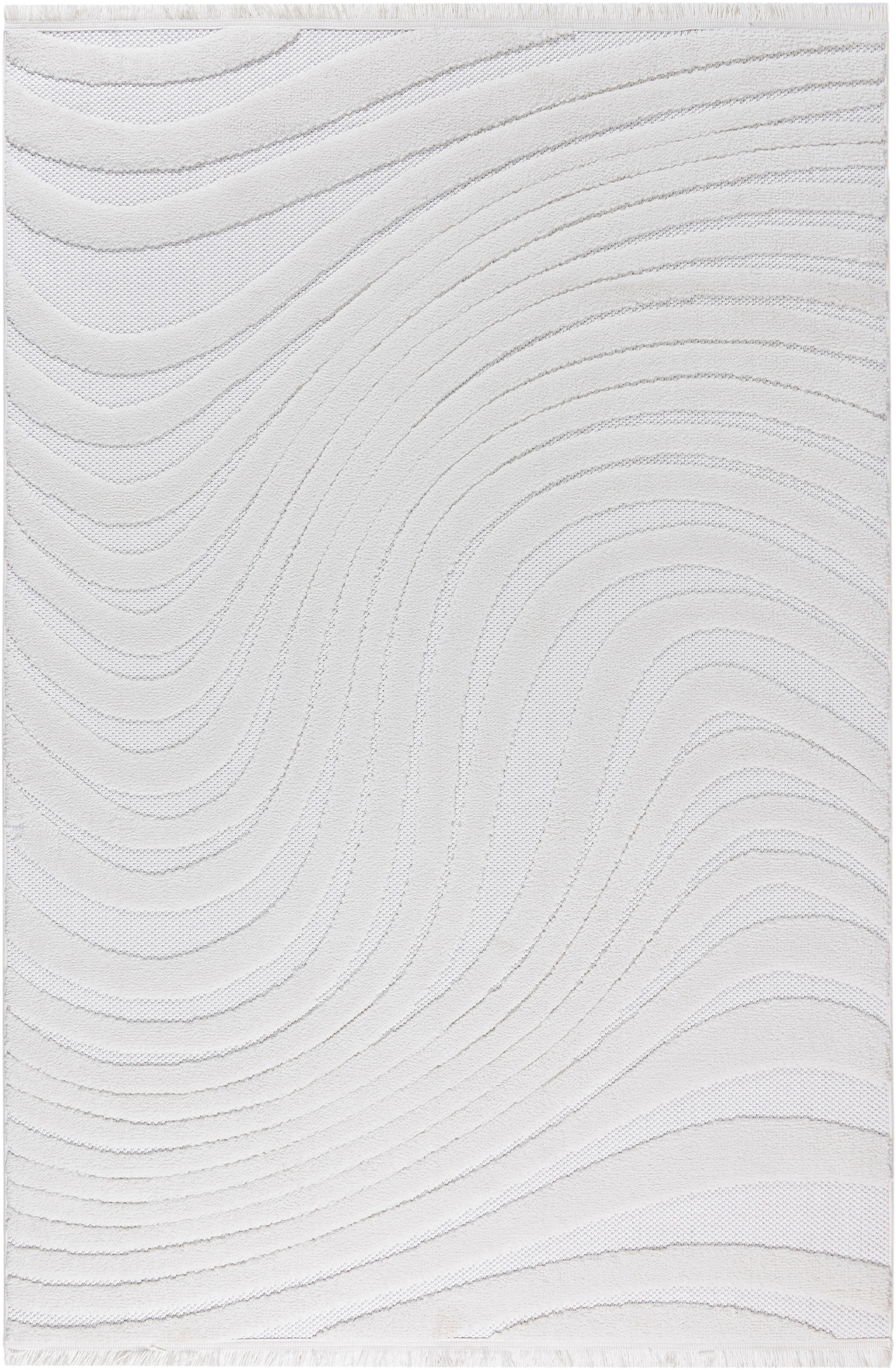 OTTO home Teppich »Samelia mit Fransen, Wellendesign, Balkon, Camping« rechteckig 6 mm Höhe Hoch-Tief-Struktur, In- und Outdoor geeignet für Küche oder Esszimmer