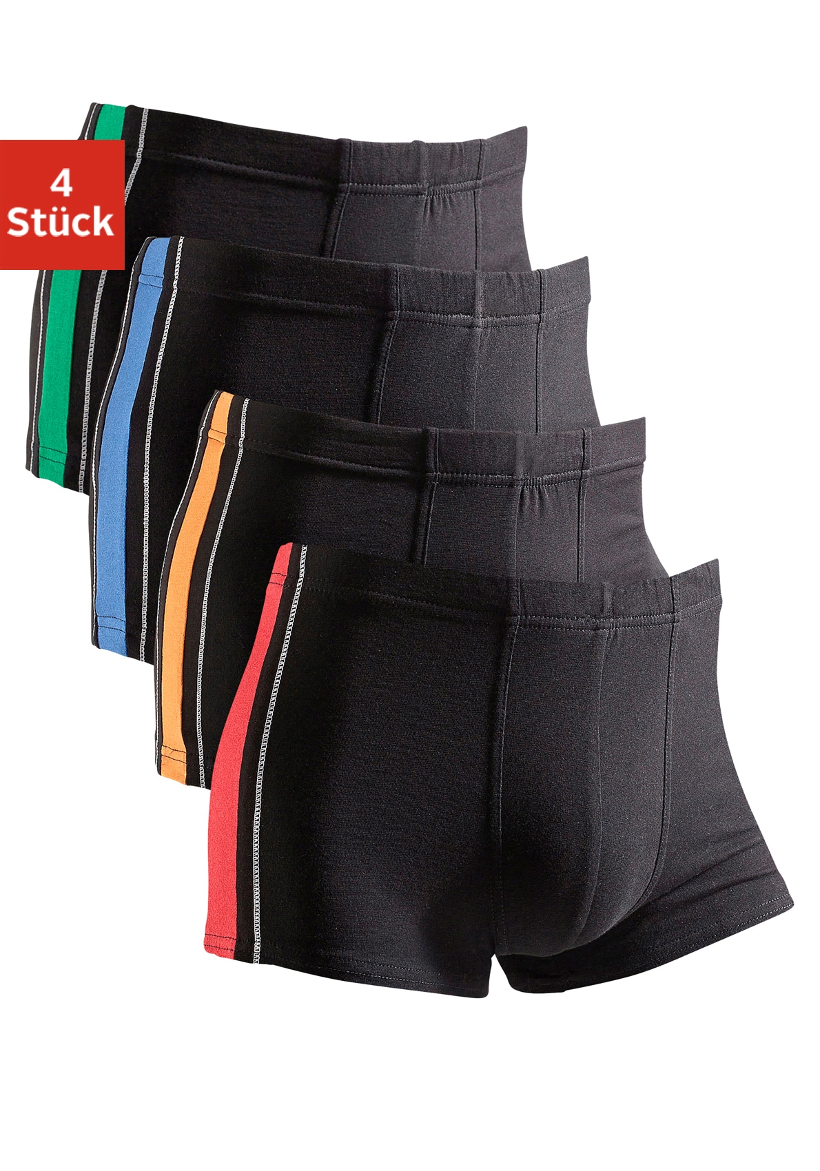 AUTHENTIC LE JOGGER Boxer "Boxershorts für Herren" Packung, 4 Stk. mit kontrastfarbigen Streifen seitlich