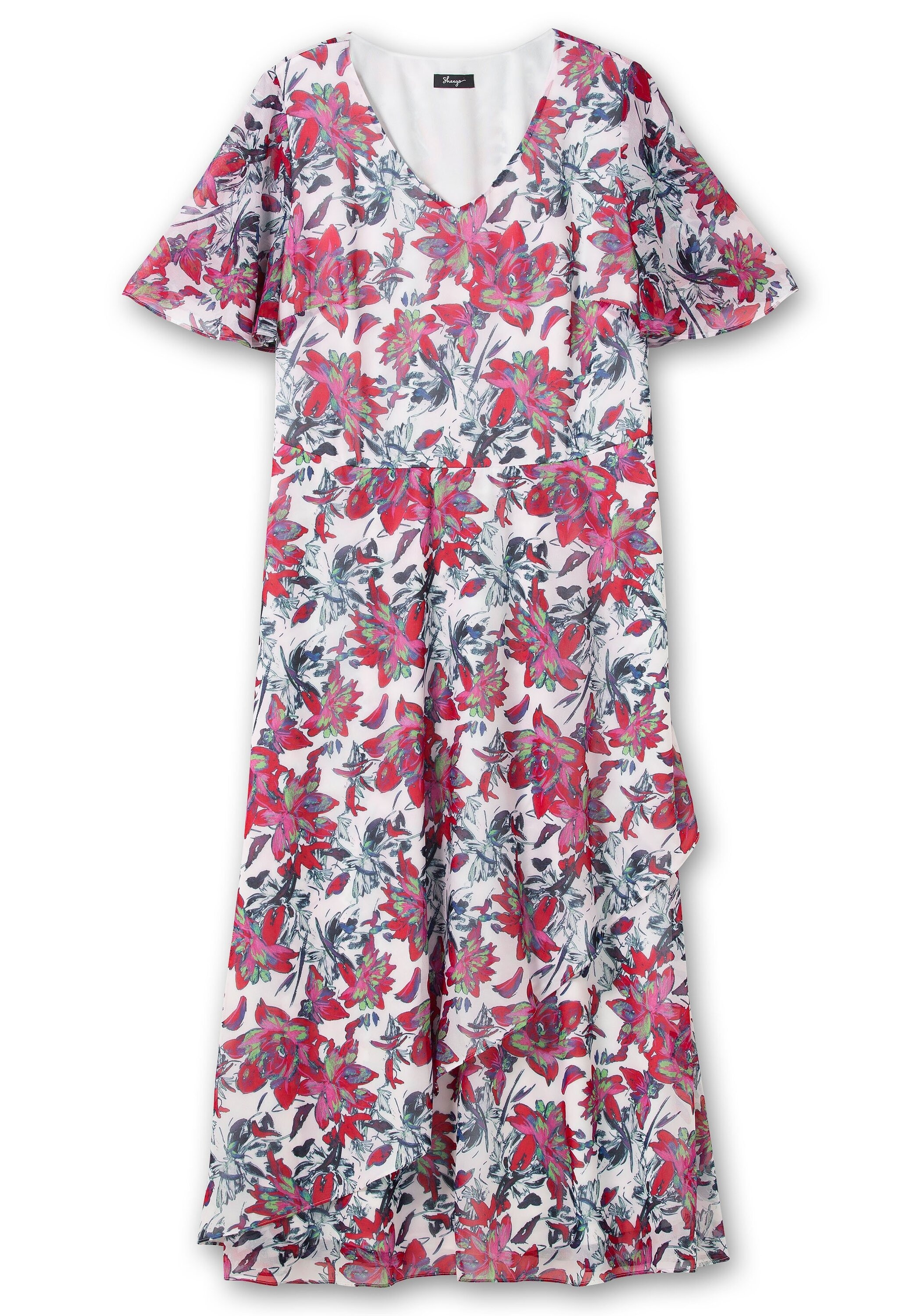 Sheego Abendkleid »Chiffonkleid mit Blumenprint, blickdicht gefüttert«