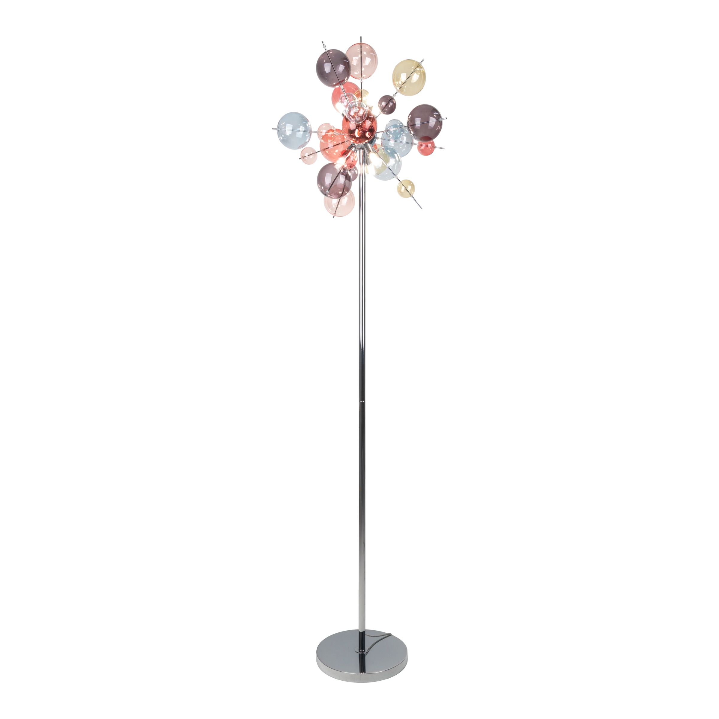 näve Stehlampe »Explosion« G9 1 Stk. chrom, exkl. 6x G9, pastellfarbene Gläser in 9cm und 5cm, H: 169cm