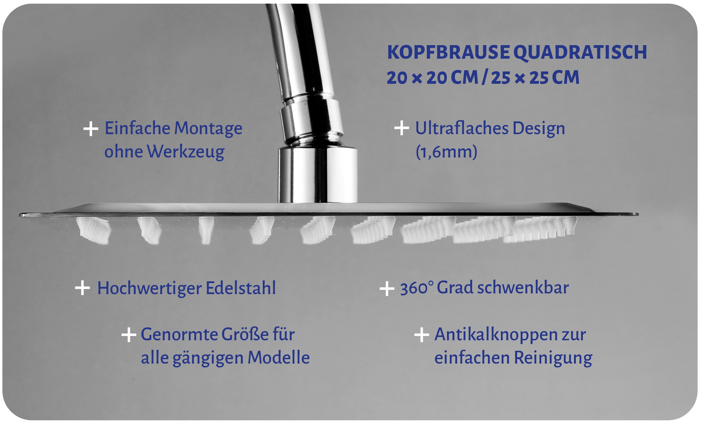 Marwell Kopfbrause, (1 tlg.), Regenduschkopf mit Anti-Kalk-Düsen