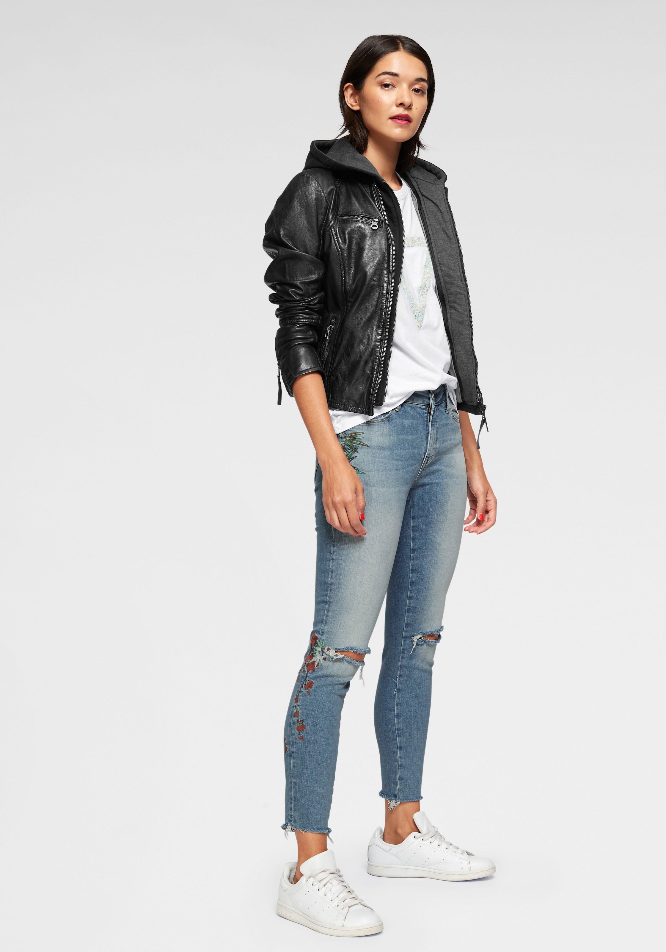 Mauritius Lederjacke »NOLA«, mit Kapuze, Two-in-One Style - mit abnehmbarer Jersey-Kapuze