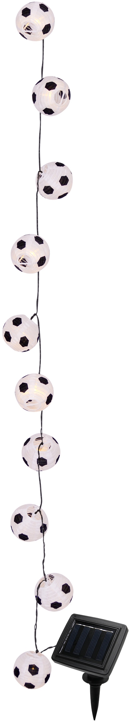 näve Lichterkette »Japanballon-20er-Solar-Lichterkette«, Fußball, Material: Polyester, Metall, Kunststoff, Farbe: weiß/schwarz