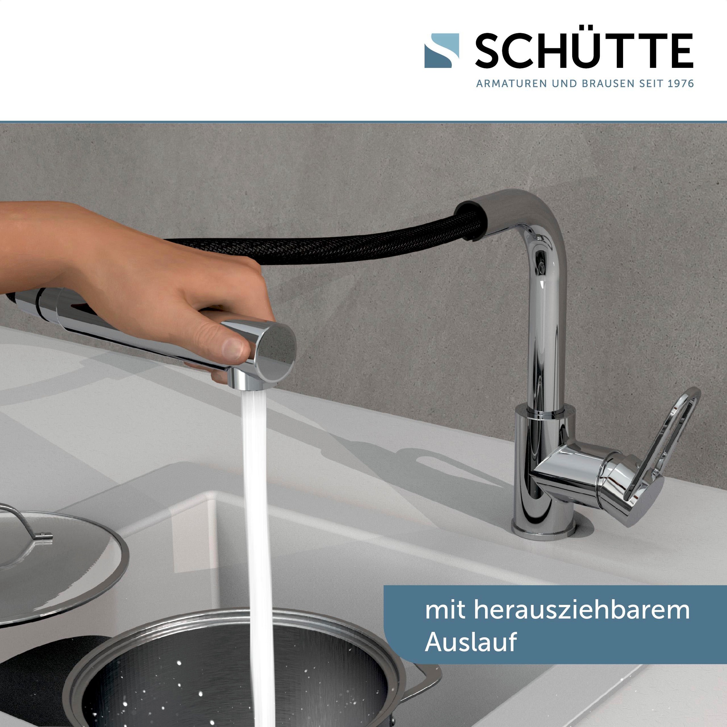 Schütte Spültischarmatur »Design« mit Geschirrbrause, ausziehbar, schwenkbar, Hochdruck
