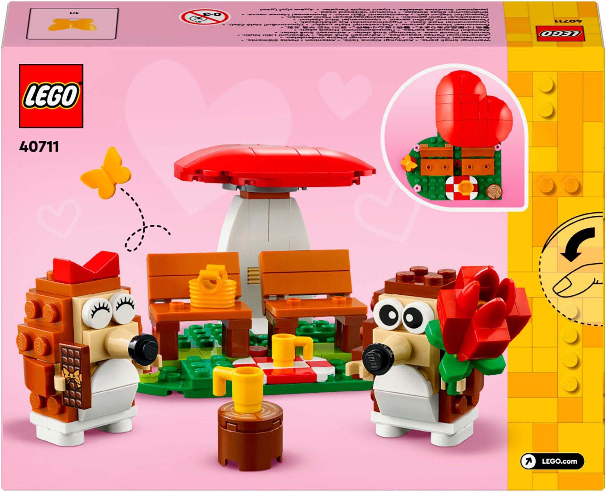 LEGO® Konstruktionsspielsteine »Igel und ihr Picknick-Date (40711), LEGO Iconic«, (166 St.), Made in Europe