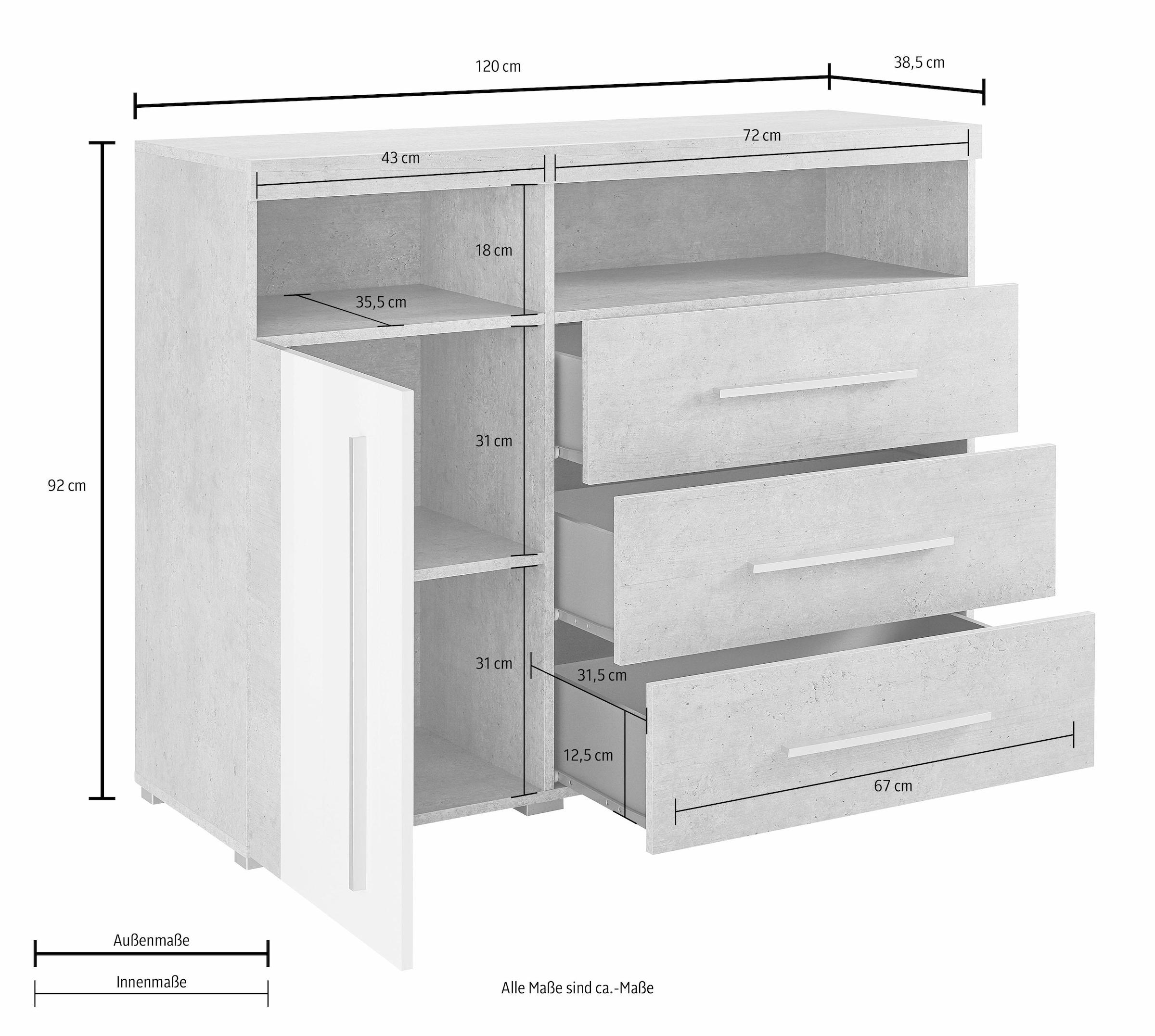 Breite bestellen Helvetia 120 cm »Roger«, Raten Sideboard auf