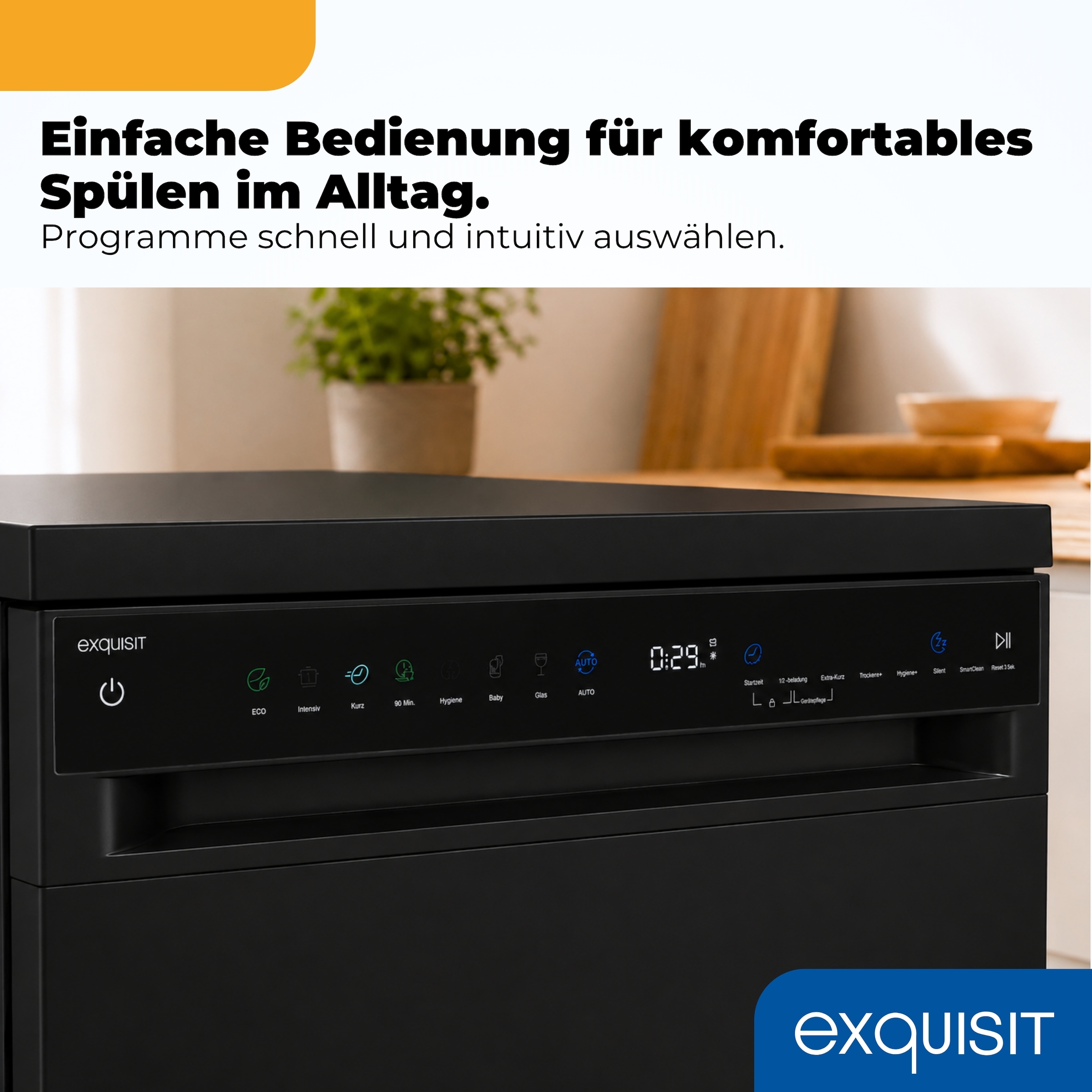 exquisit Standgeschirrspüler »GSP9316-450C schwarz« 10,9 l 16 tlg. Maßgedecke 16 Maßgedecke, LED, Besteckschublade, AquaStop
