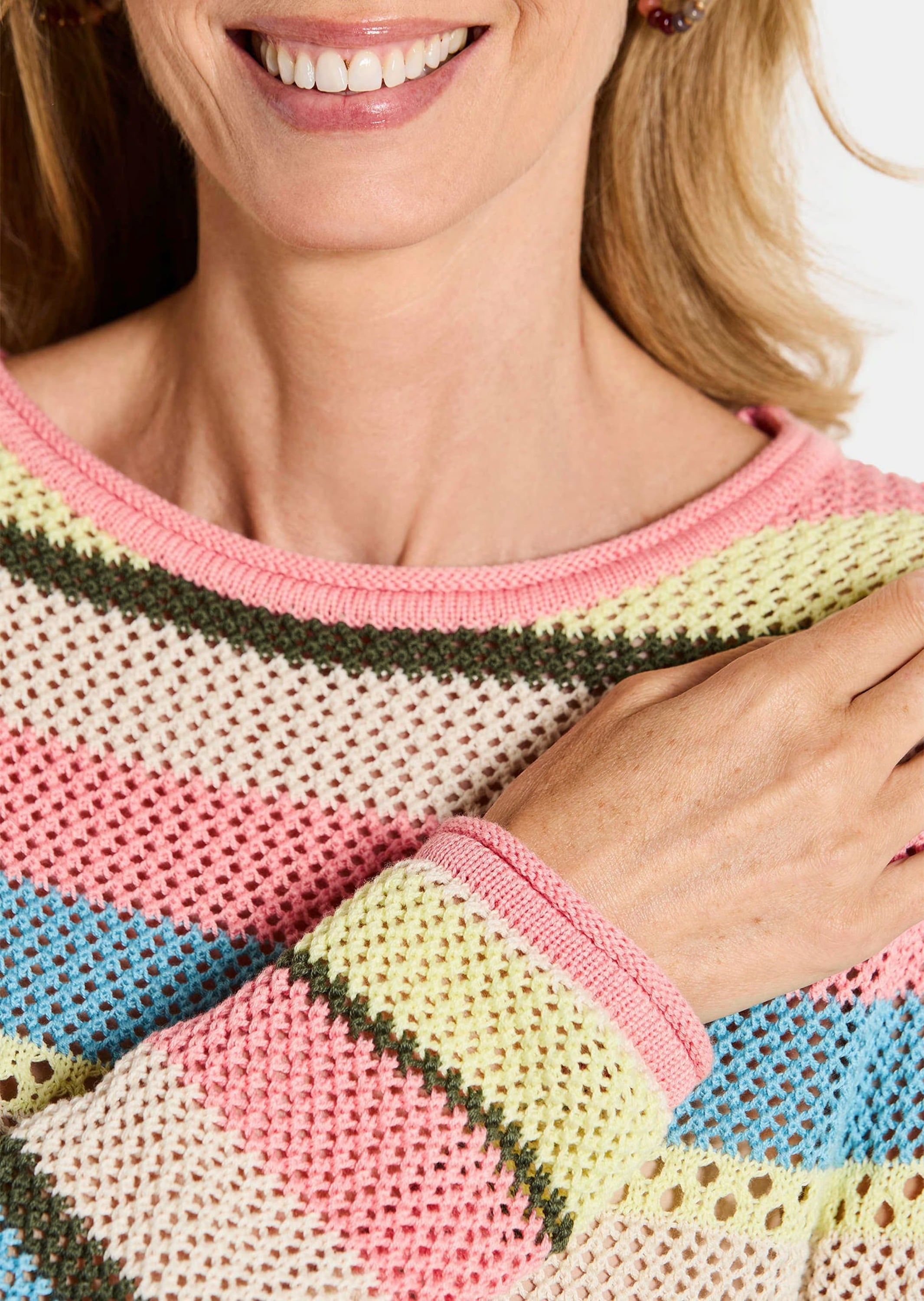 GOLDNER Strickpullover »Ringelpullover mit Lochmuster« modisches Lochmuster mit Ringel