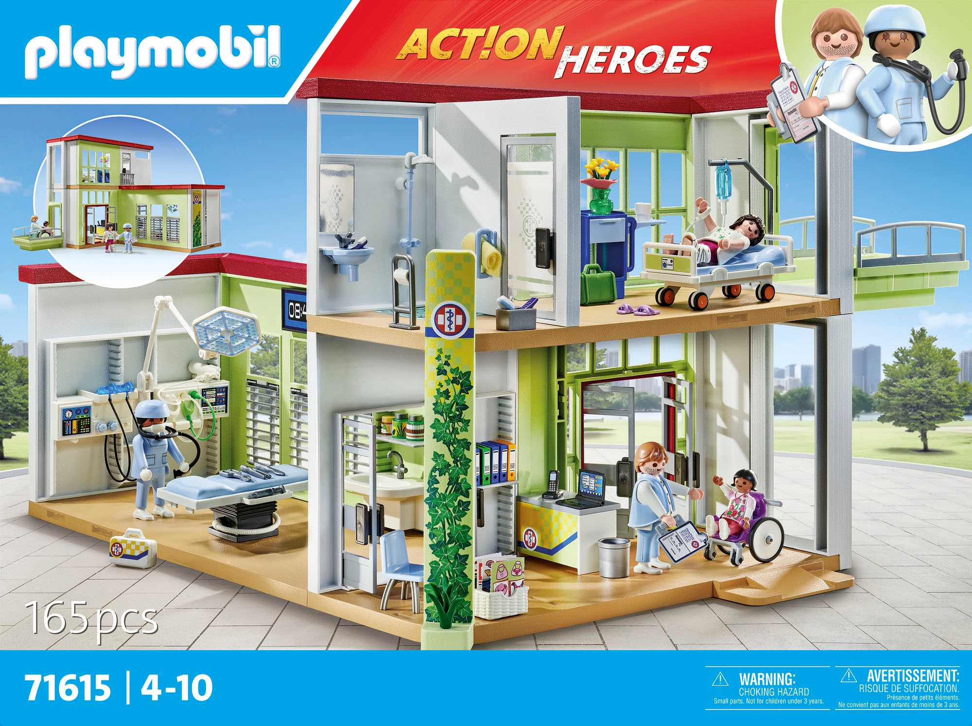 Playmobil® Konstruktions-Spielset »Modernes Krankenhaus (71615), Action Heroes«, (165 St.), Made in Europe