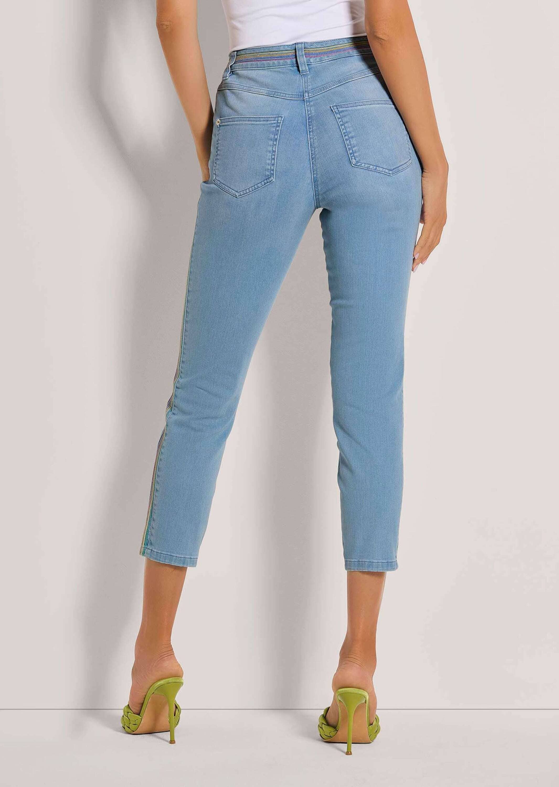 MADELEINE Regular-fit-Jeans »Jeans Schmale 7/8-Jeans mit bunten Streifen-Akzenten«