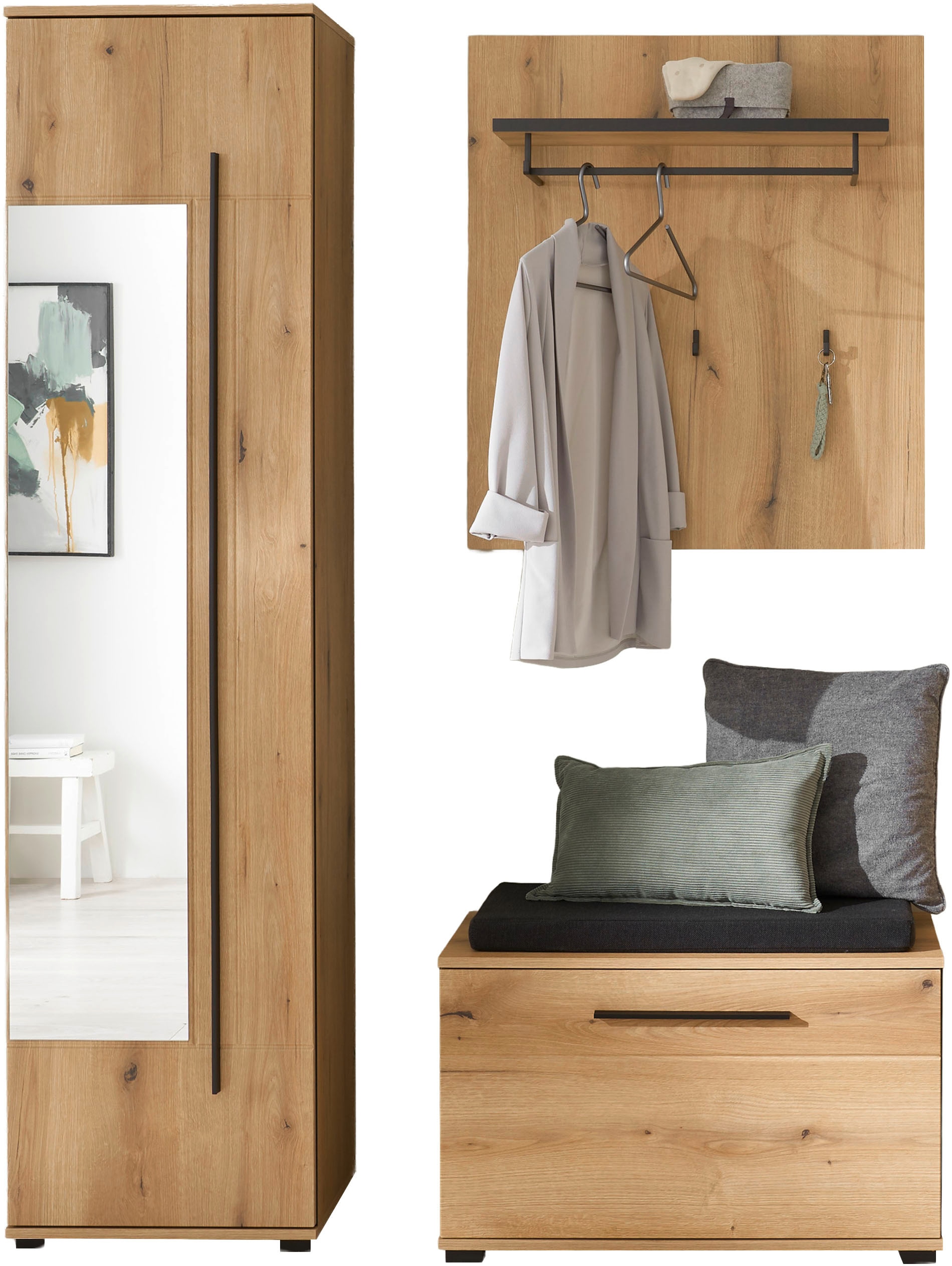 Home affaire Garderoben-Set »Cantara, moderne Garderobe, Komplettset mit viel Stauraum« Komplett-Set, 3 Stk. tlg.