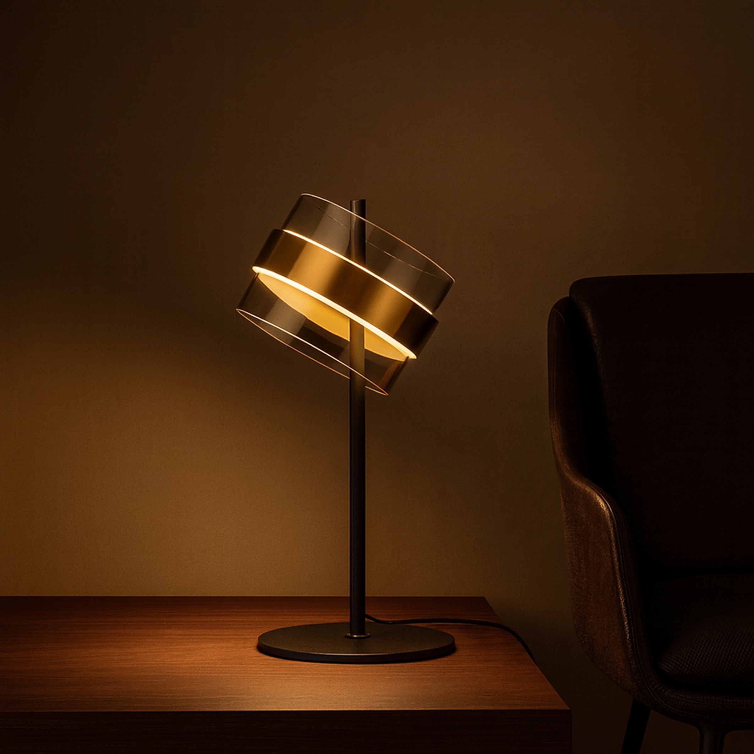lumiCouture LED Tischleuchte »Inside« LED-Modul 1 Stk. Warmweiß Ø 21,5 cm x 49 cm, 2000 lm, 2700 K, dimmbar, Rauchglas, messingfarben
