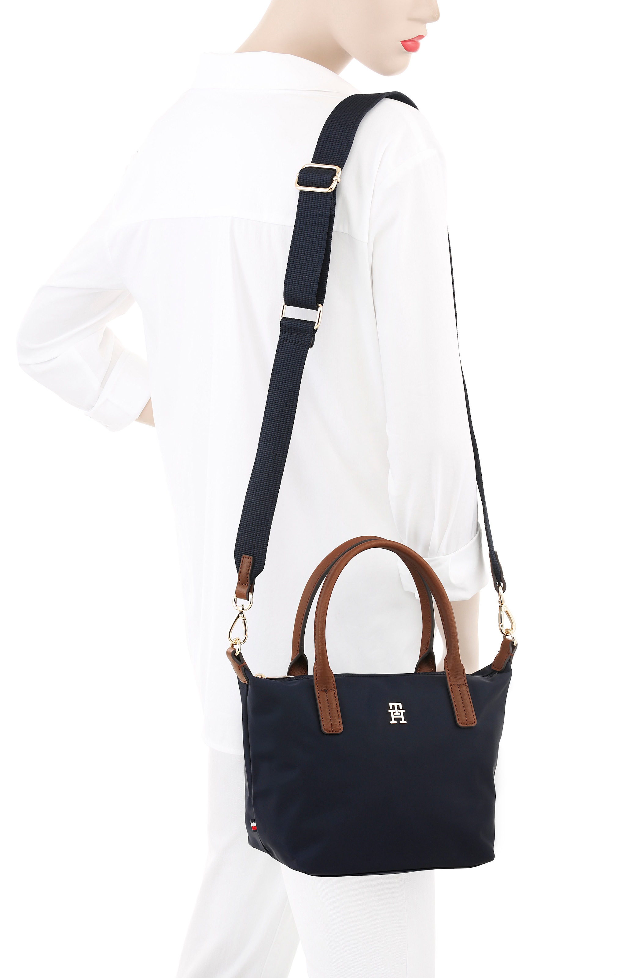 Tommy Hilfiger Tragetasche »POPETTE MINI TOTE«, Damen Umhängetasche, Minibag mit abnehmbarem Riemen