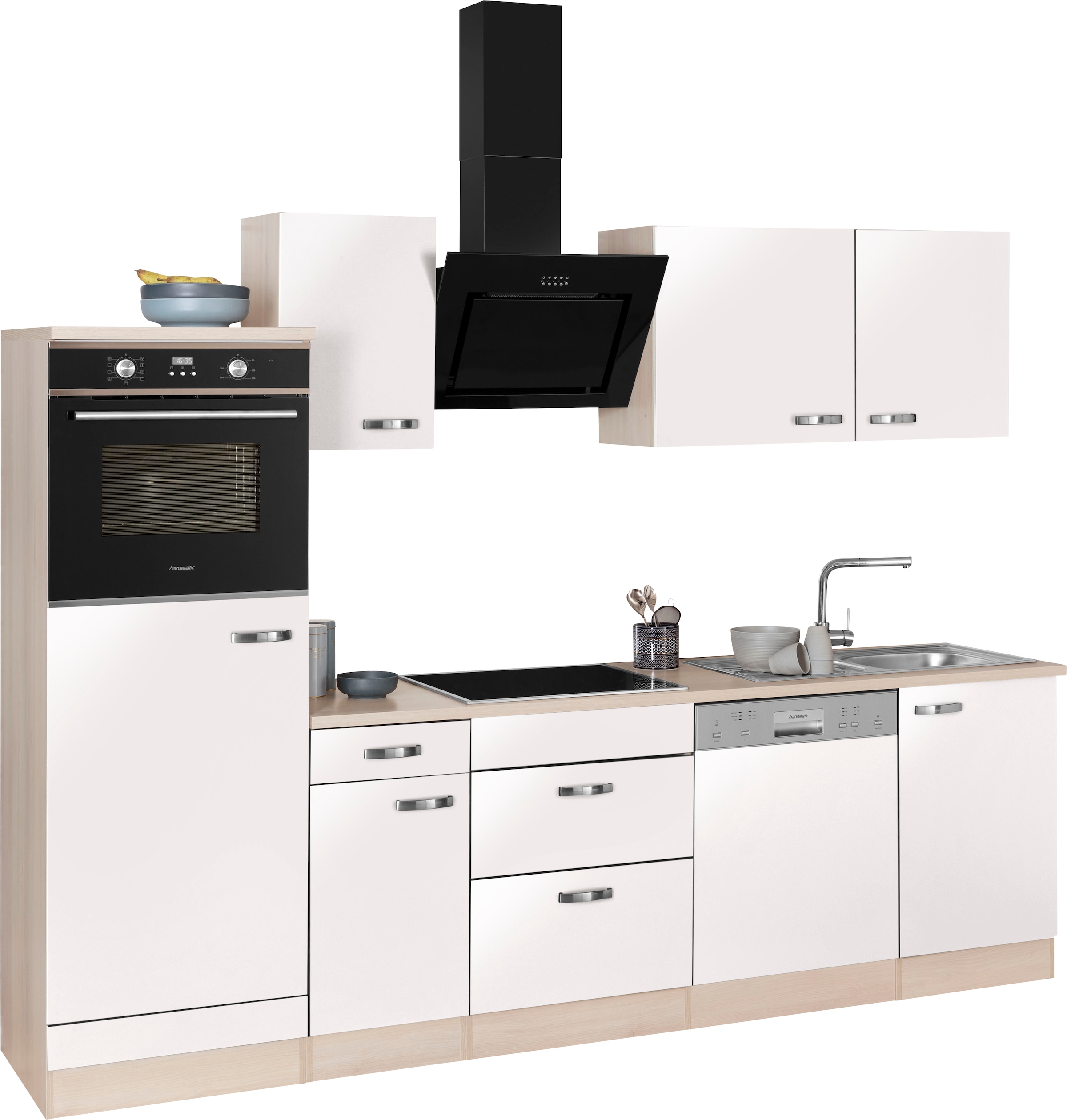 OPTIFIT Küchenzeile »Faro mit Hanseatic E-Geräten«, Breite 270 cm, Türanschlag wechselbar