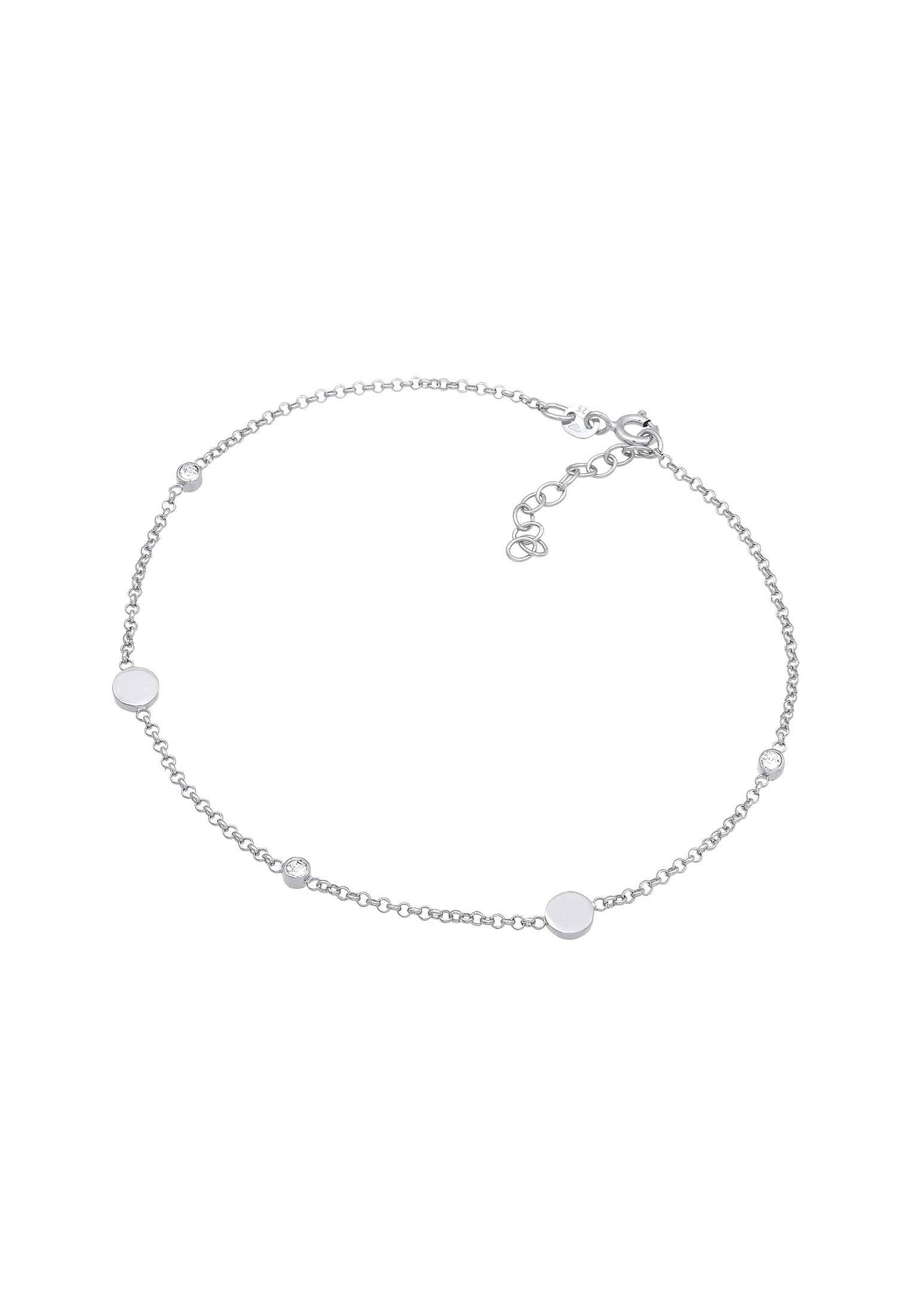 Elli Fußkette »Fußschmuck Plättchen Basic 925 Silber, mit Kristallen von Swarovski®«