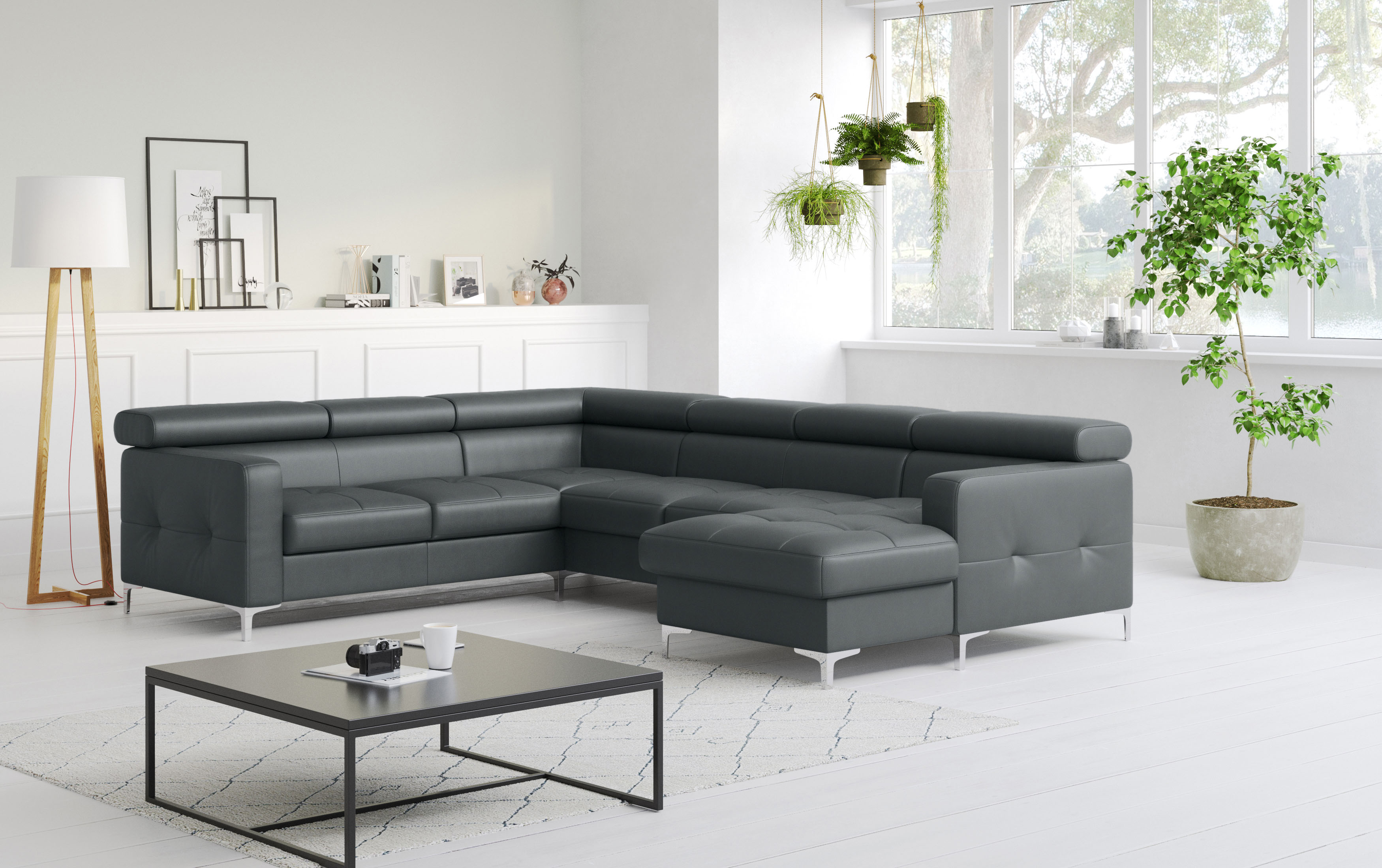 COTTA Wohnlandschaft "Sammy U-Form, B: 304 cm" Kopfteilverstellung, optional Schlaffunktion & Bettkasten