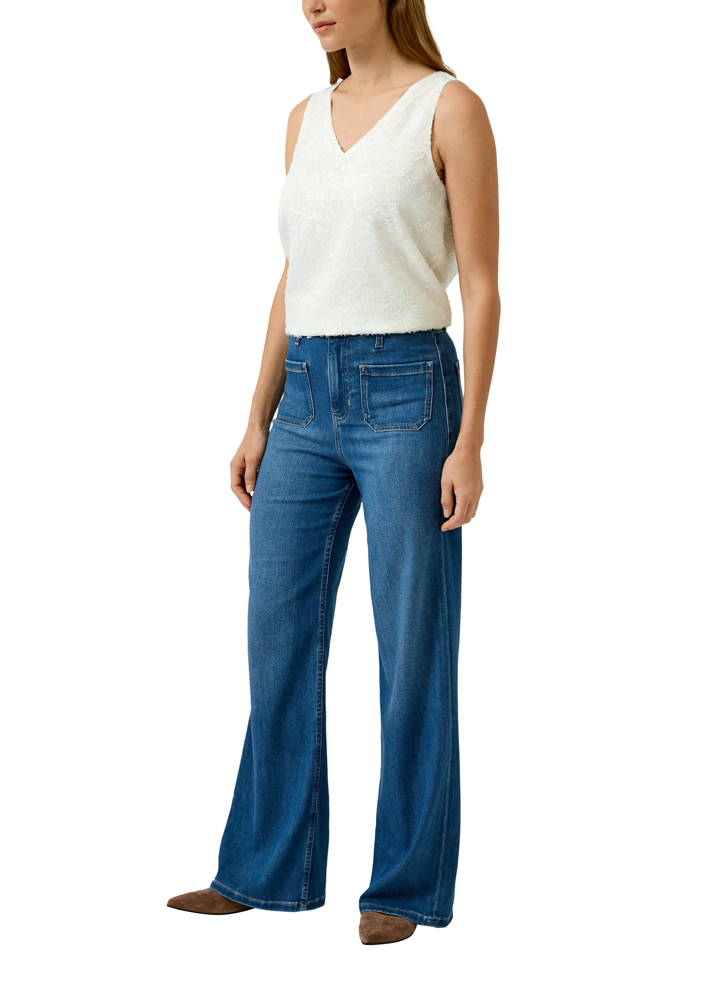 s.Oliver BLACK LABEL Blusentop mit floralem Muster und V-Aussschnitt