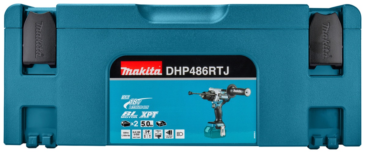 Makita Akku-Schlagbohrschrauber »DHP486RTJ«, (Set), inkl. 2 Akkus 18V / 5,0 Ah und Aufbewahrungskoffer