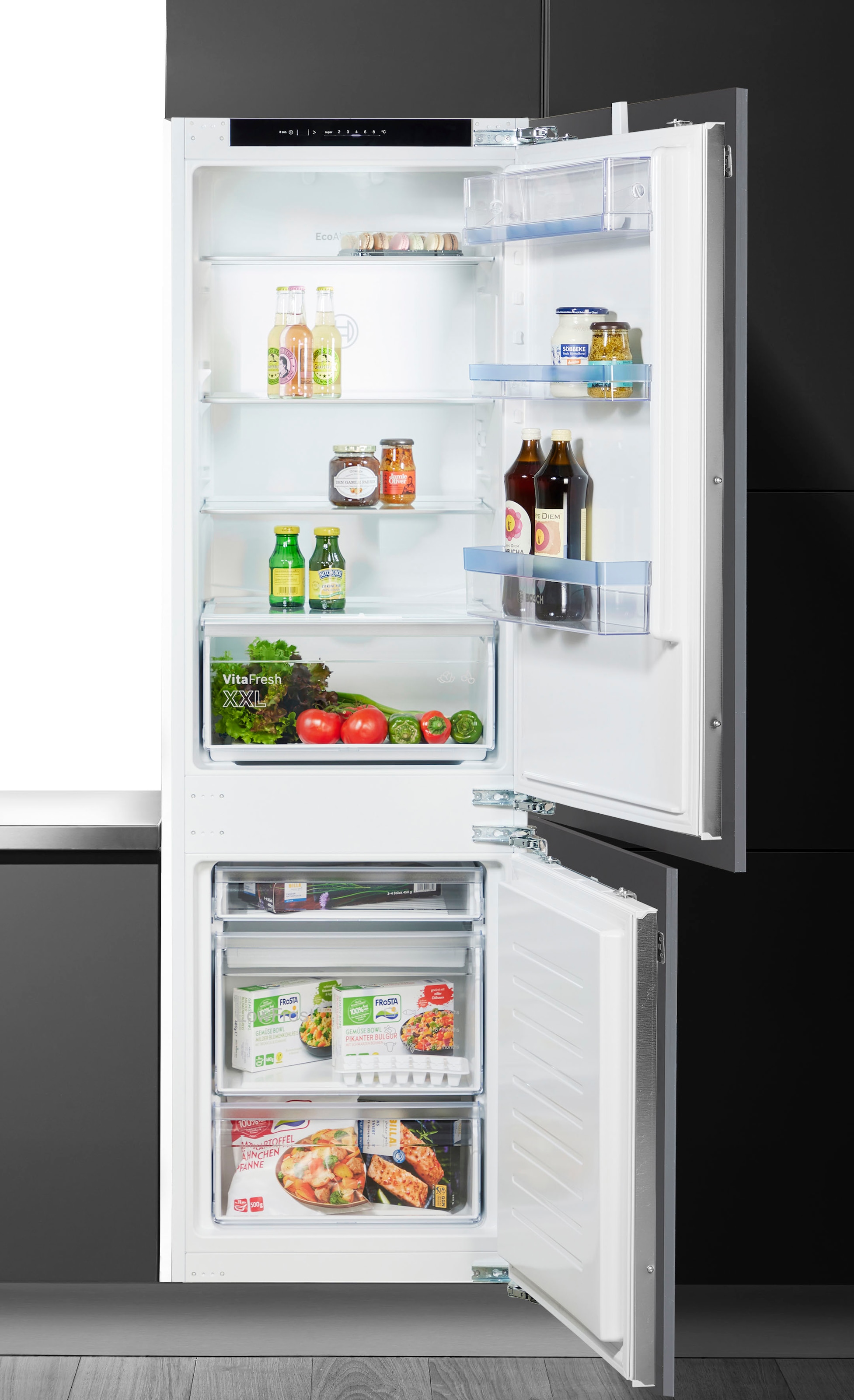 BOSCH Einbaukühlgefrierkombination Serie 4 "KIV86VFE1" 177,2 cm hoch 54,1 cm breit Extra viel Platz für deine frischen Lebensmittel dank VitaFresh XXL