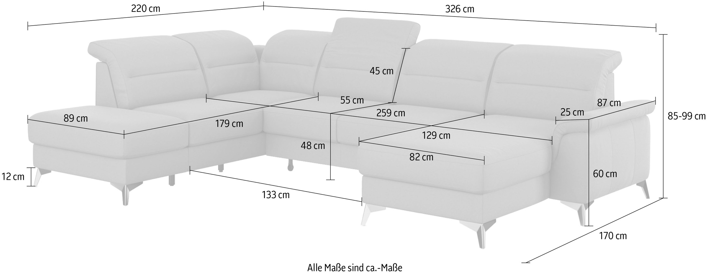 sit&more Wohnlandschaft »Sinatra U-Form«, optional mit Kopfteilverstellung und Armteilfunktion etc.