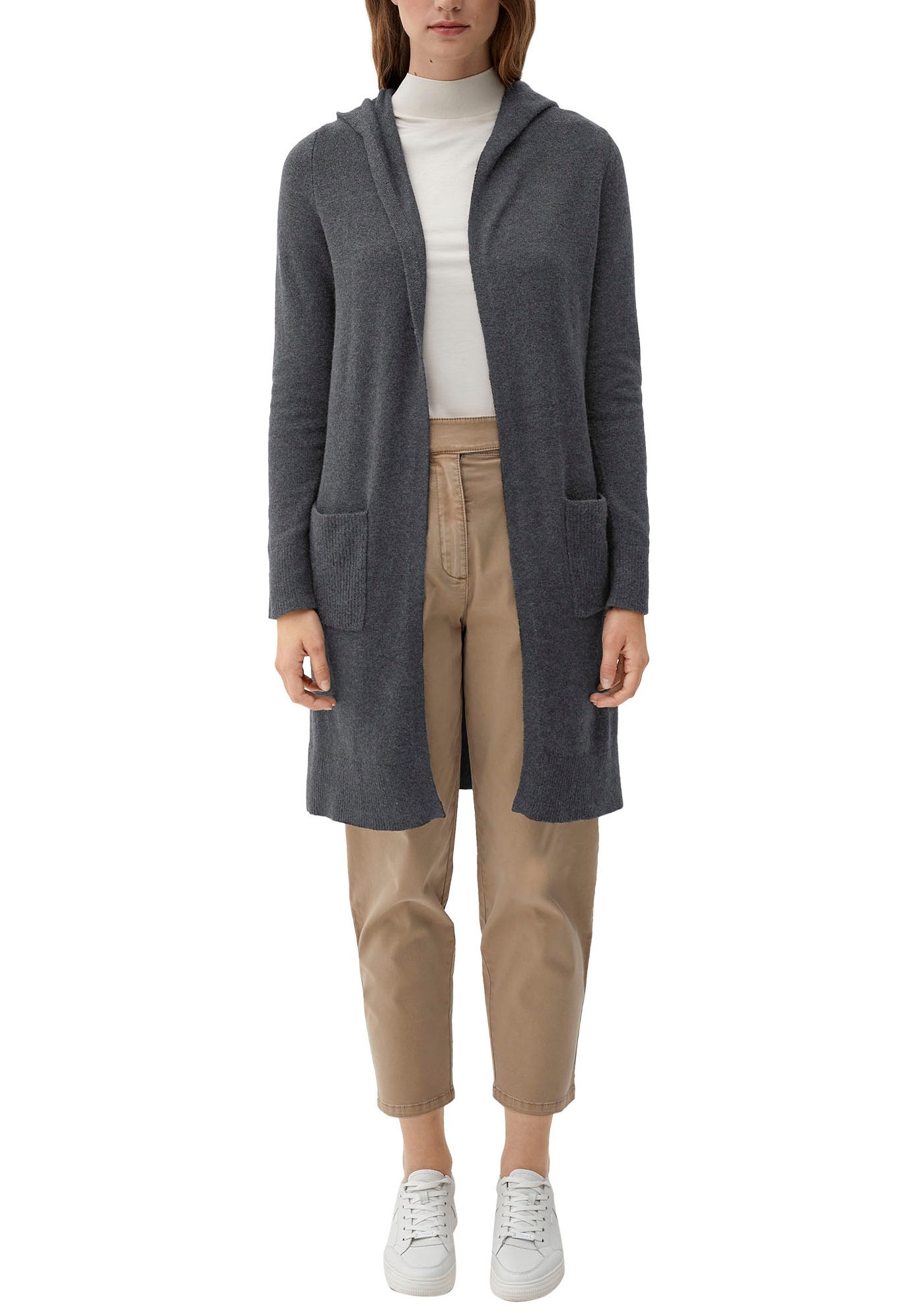 s.Oliver Strickjacke mit Kapuze und aufgesetzten Taschen