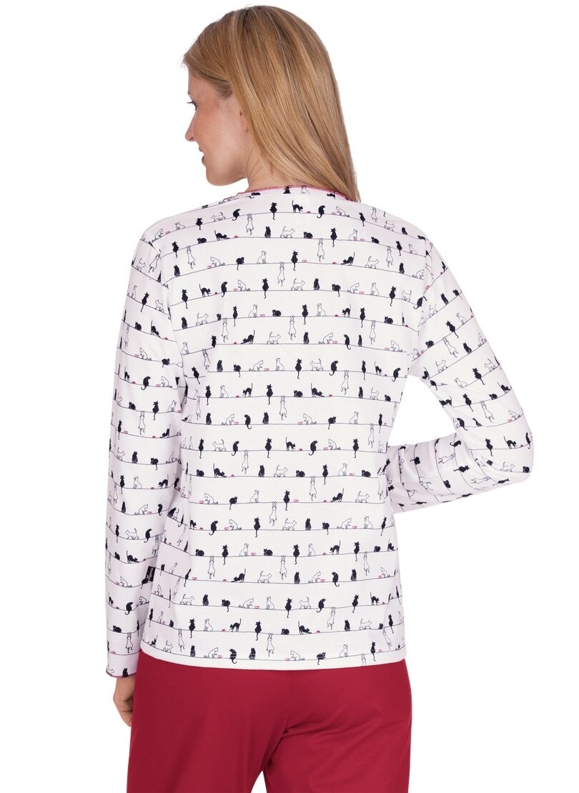 Trigema Schlafanzug »TRIGEMA Langarmshirt mit Katzenmotiv«, (1 tlg.)