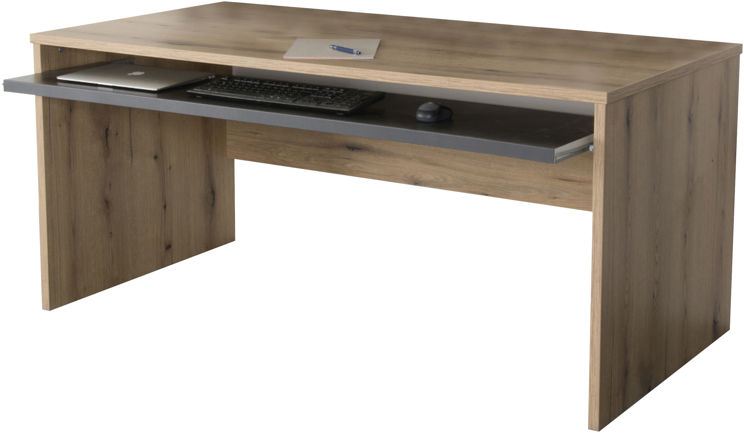 VOGL Möbelfabrik Schreibtisch »Barrie mit 2-farbigem Tastaturauszug«, in 2 Breiten, 2,5 cm Tischplattenstärke, Made in Germany