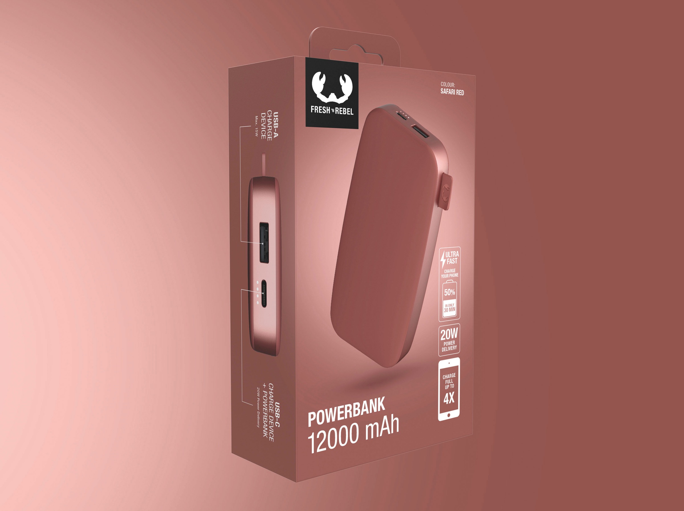 Fresh´n Rebel Powerbank »Power Pack 12000mAh mit USB-C, Ultra Fast Charge & 20W PD«