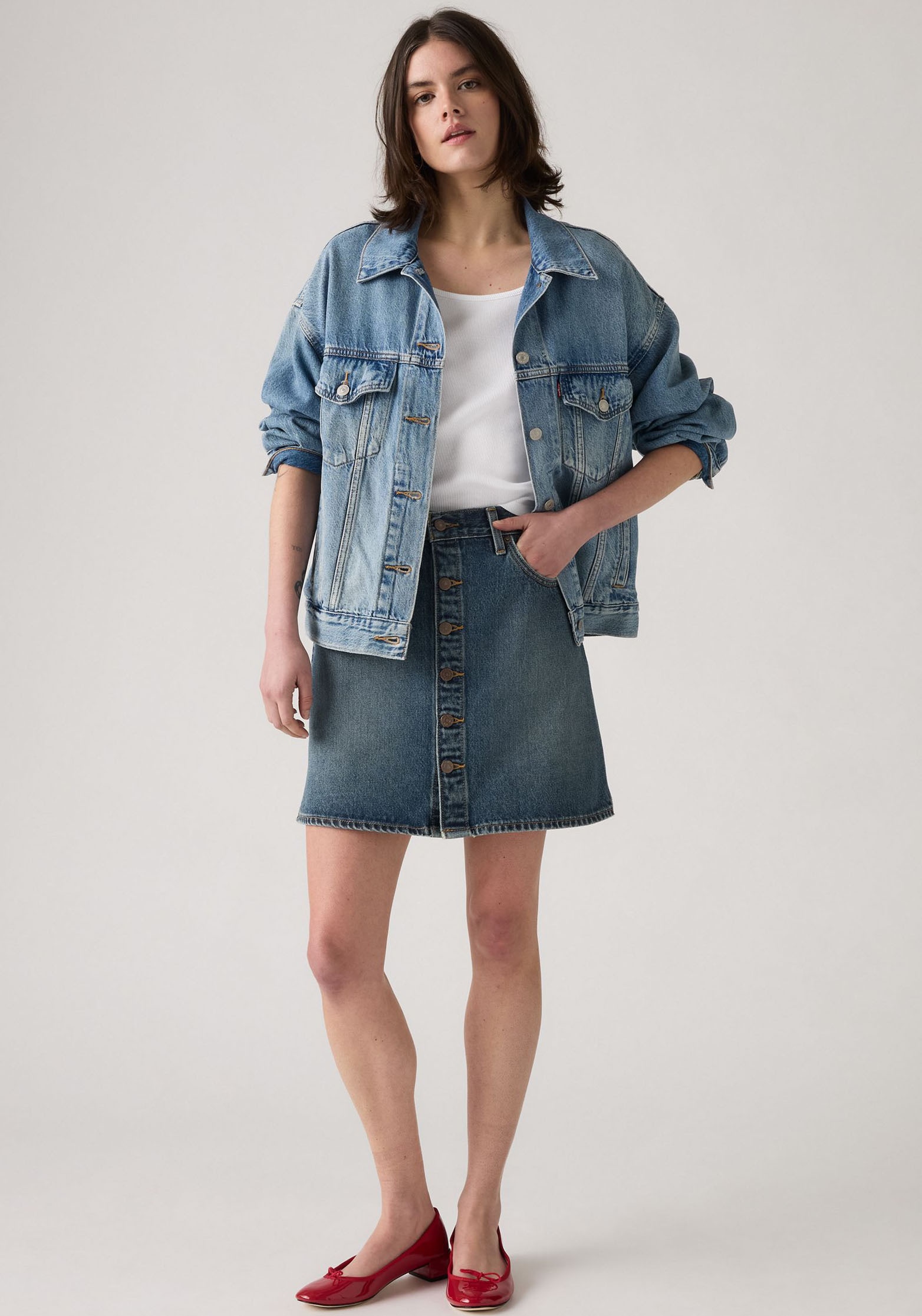 Levi's® Jeansrock »RETRO BUTTON FRON«, leicht ausgestellt