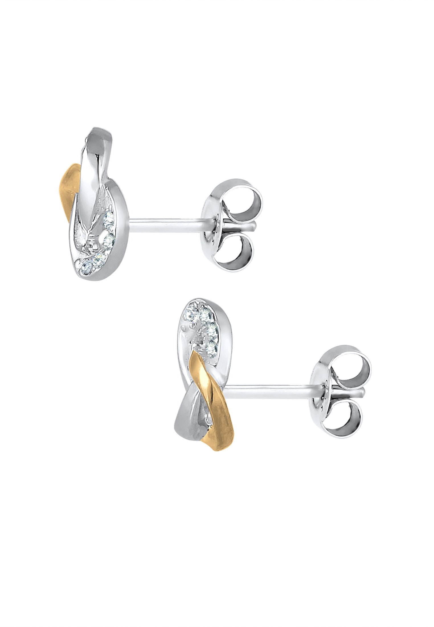 Elli Paar Ohrstecker »Ohrringe Ohrstecker Knoten Glas Kristalle 925 Sterling Silber Bicolor«