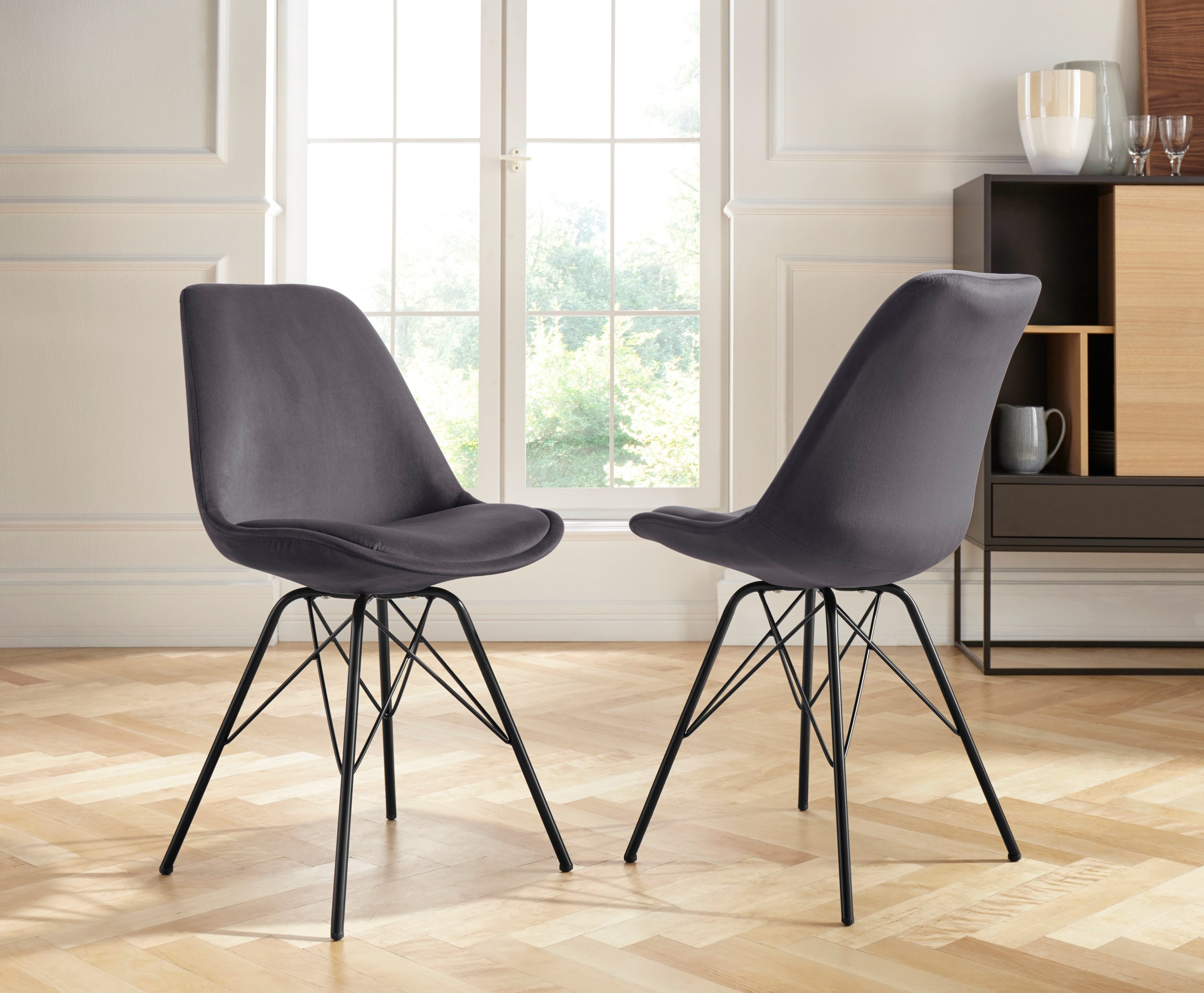 Homexperts Esszimmerstuhl »Ursel 02«, Sitzschale mit Bezug in Samt auf