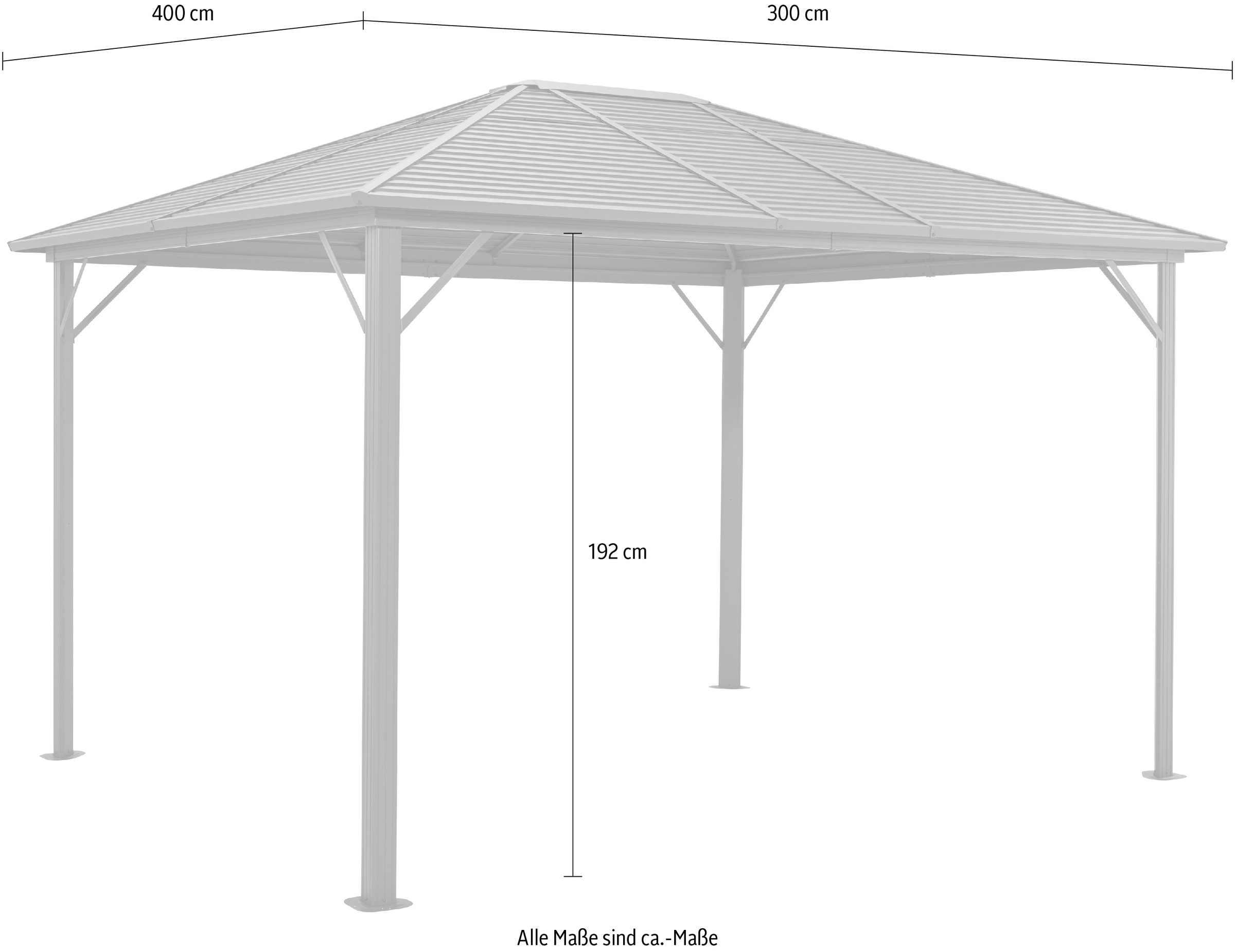 KONIFERA Pavillon »Barbados«, BxT: 300x400 cm, Aluminiumgestell, ohne Seitenteile