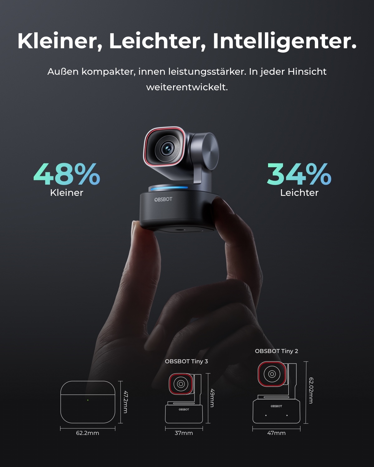 OBSBOT Webcam »OBSBOT TINY 3« 4K Ultra HD