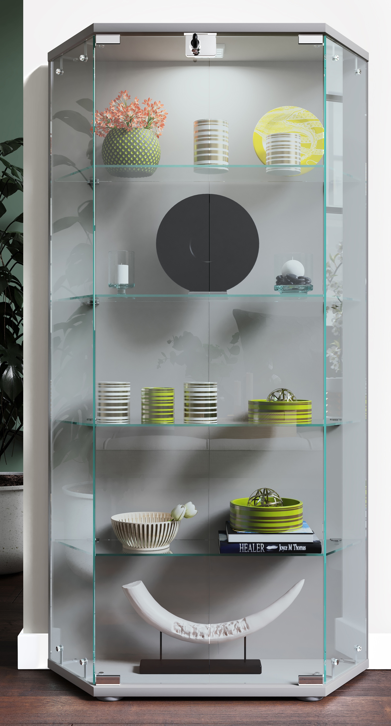 VCM Standvitrine »Holz Glas Stand Vitrine Sammelvitrine Cenila L«