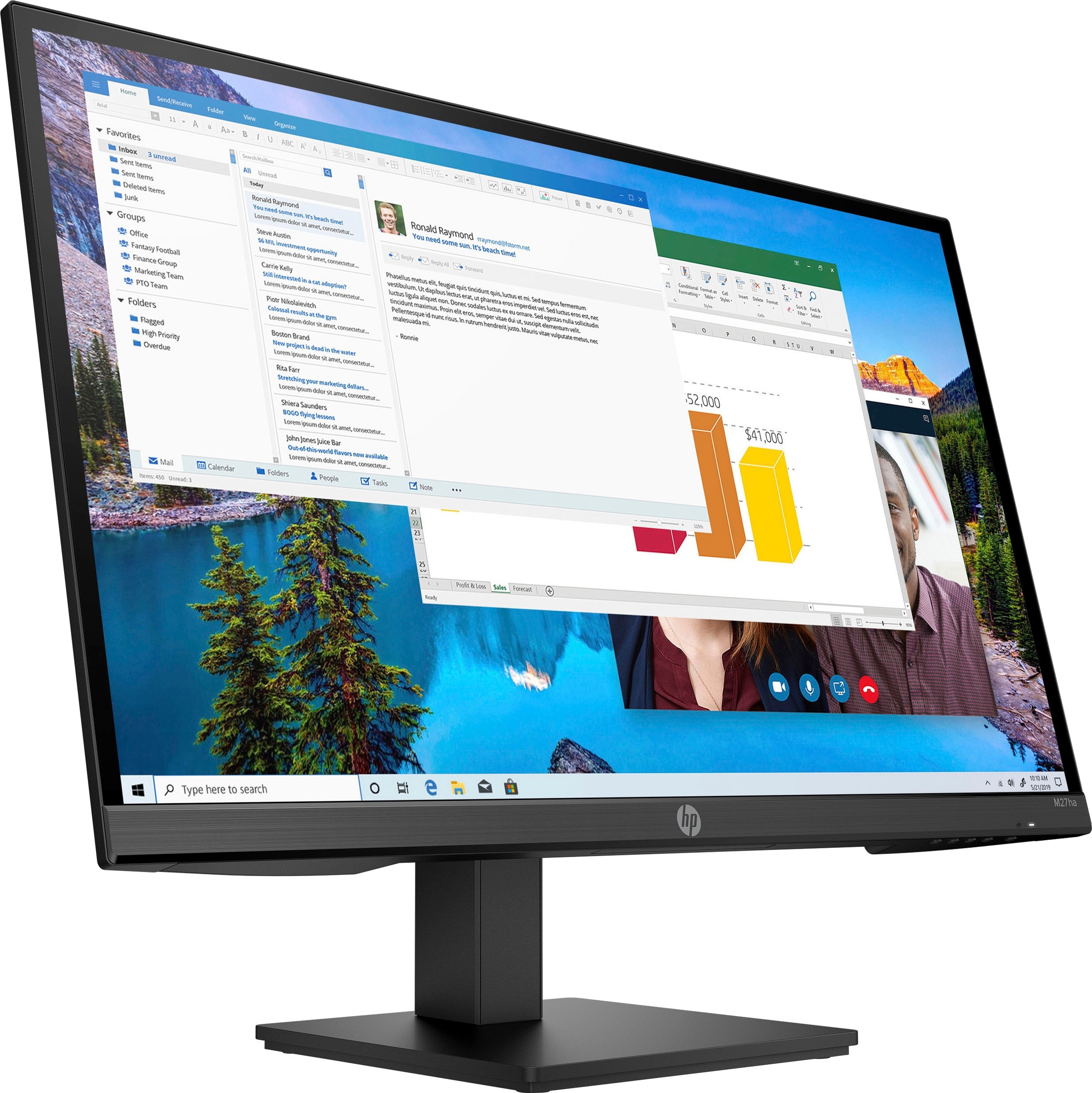 HP LCD-Monitor »M27ha«, 69 cm/27 Zoll, 1920 x 1080 px, Full HD, 5 ms Reaktionszeit, 60 Hz, höhenverstellbar, Lautsprecher