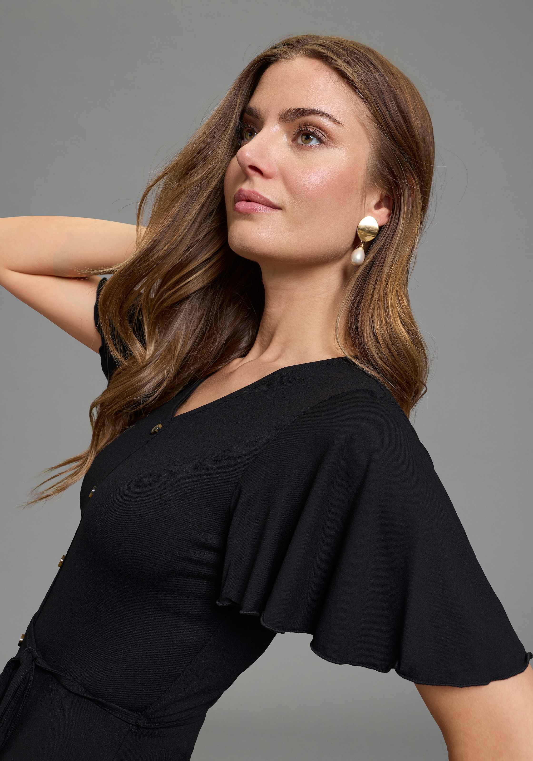 Laura Scott Sommerkleid aus Single Jersey, elastische Viskosemischung, mit V-Ausschnitt