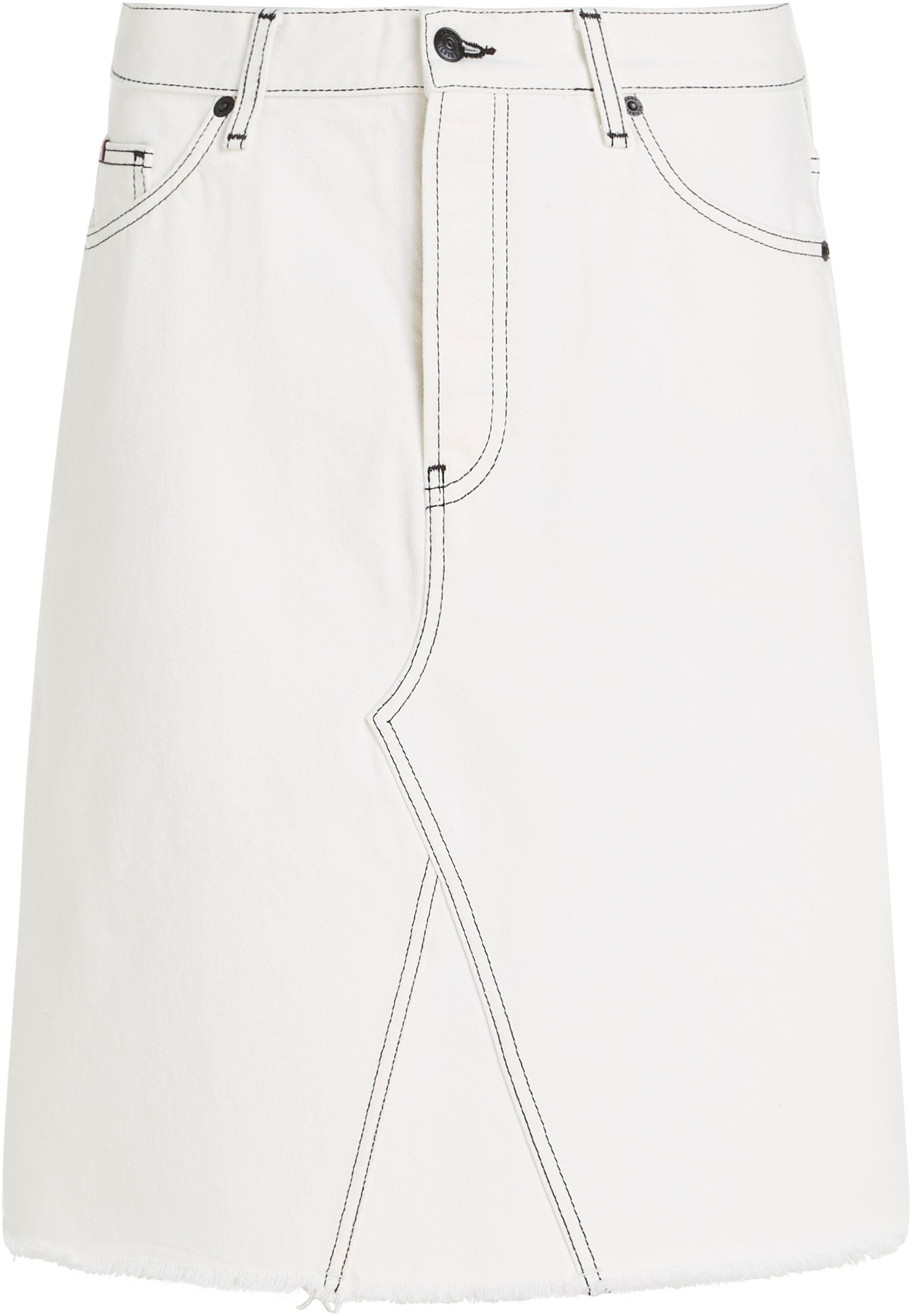 Tommy Hilfiger Jeansrock »DNM RW A-LINE SKIRT ECRU«, Webrock mit Logoprägung